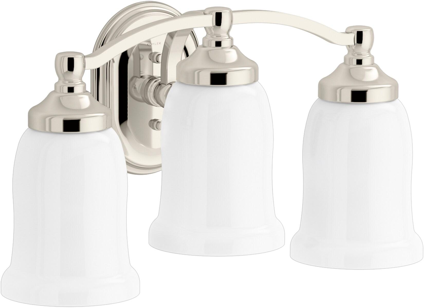 Polished Nickel 3-Light Frosted Glass Bathroom Sconce