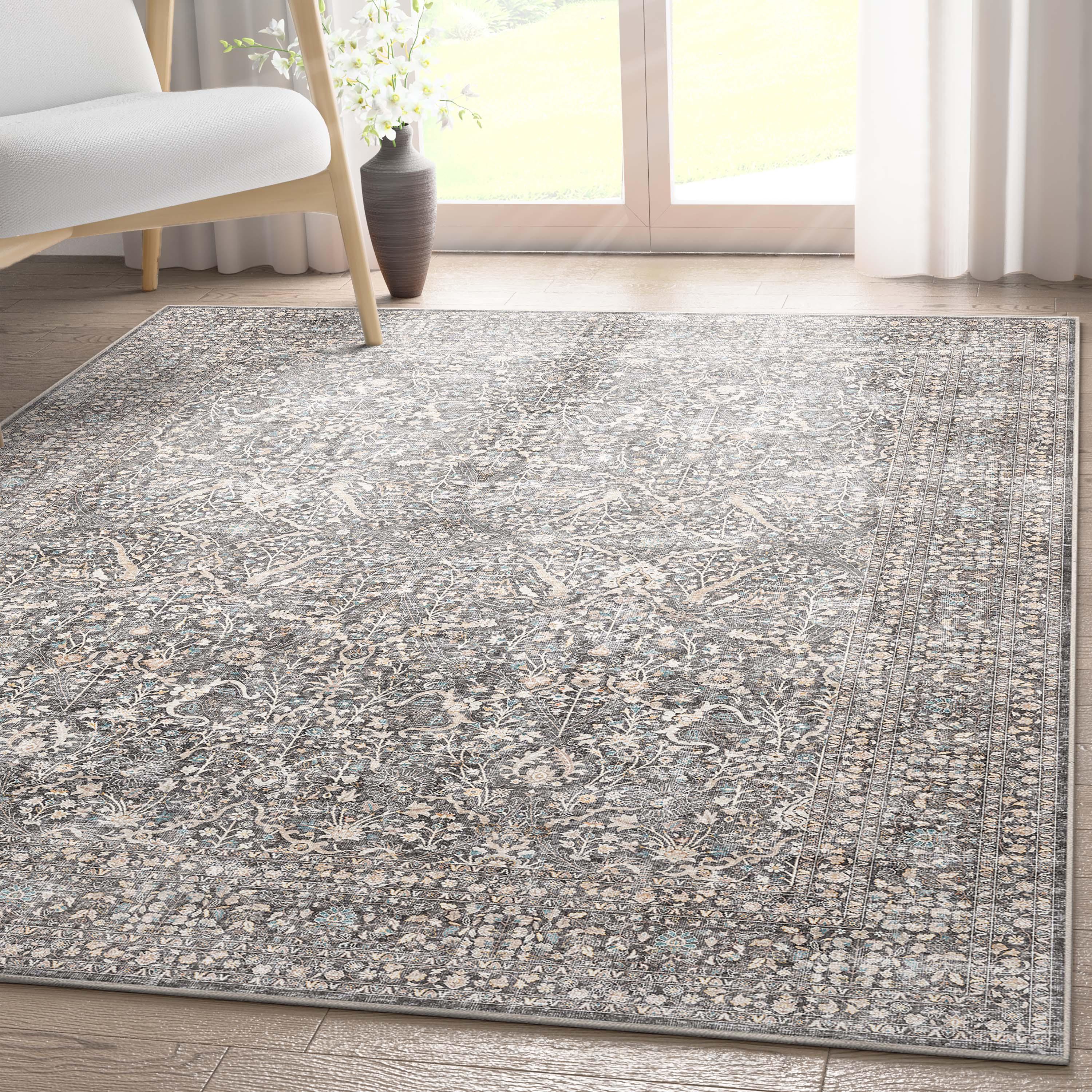 Ervin Isolde Vintage Oriental Botanical Gray Area Rug