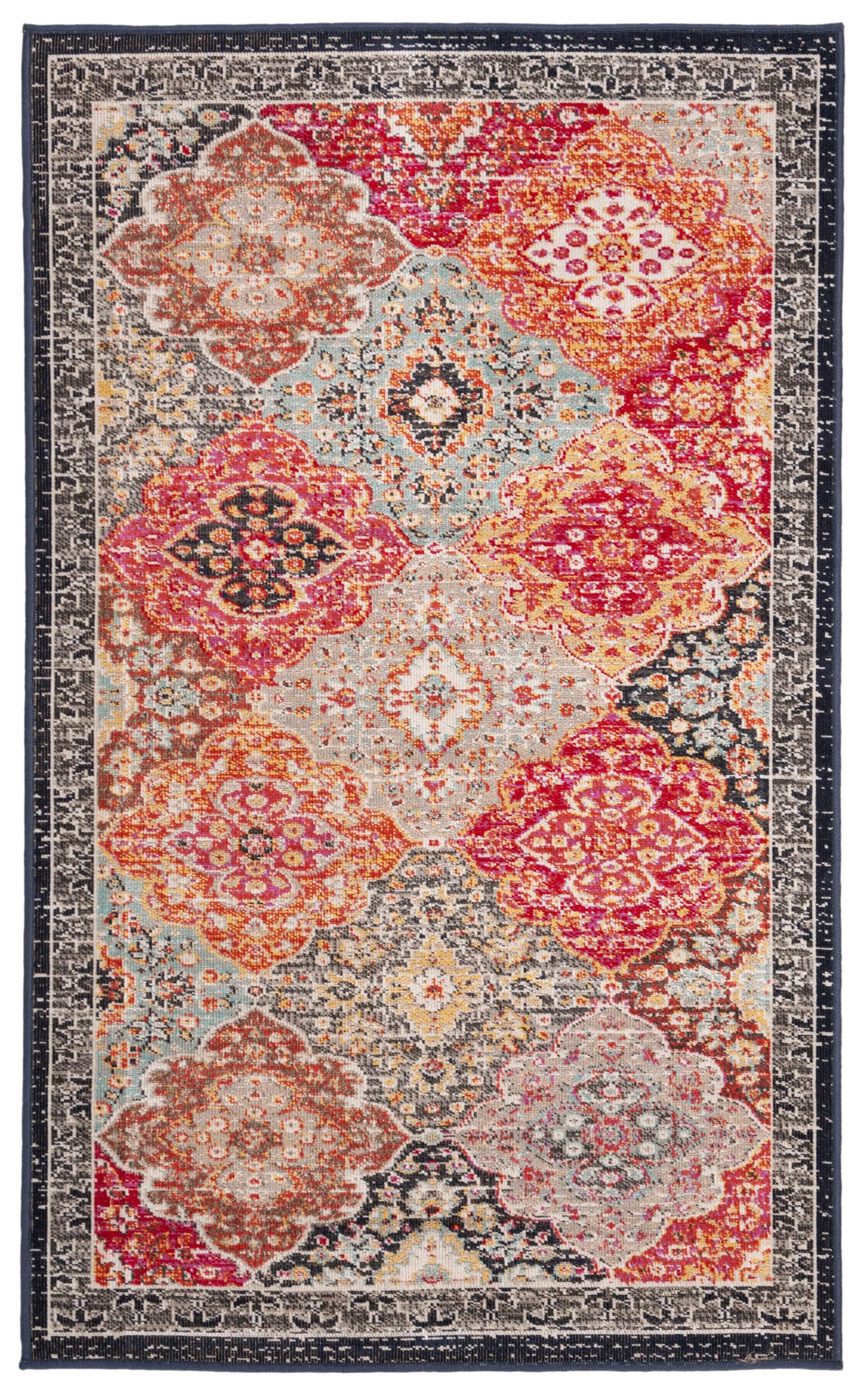 Montage MTG281 Power Loomed Indoor/Outdoor Accent Rug - Red/Aqua - 3'x5' - Safavieh