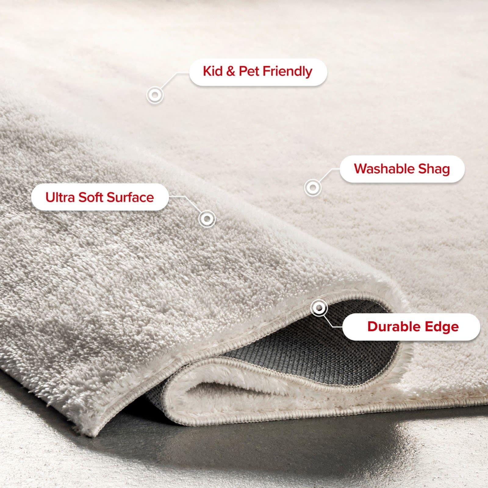 nuLOOM 2' x 3' Cozy Plush SuperiorWash Area Rug, Machine Washable, Non-Slip, Soft Fluffy Shag Carpet for Living Room Bedroom Nursery, Loni Off-white