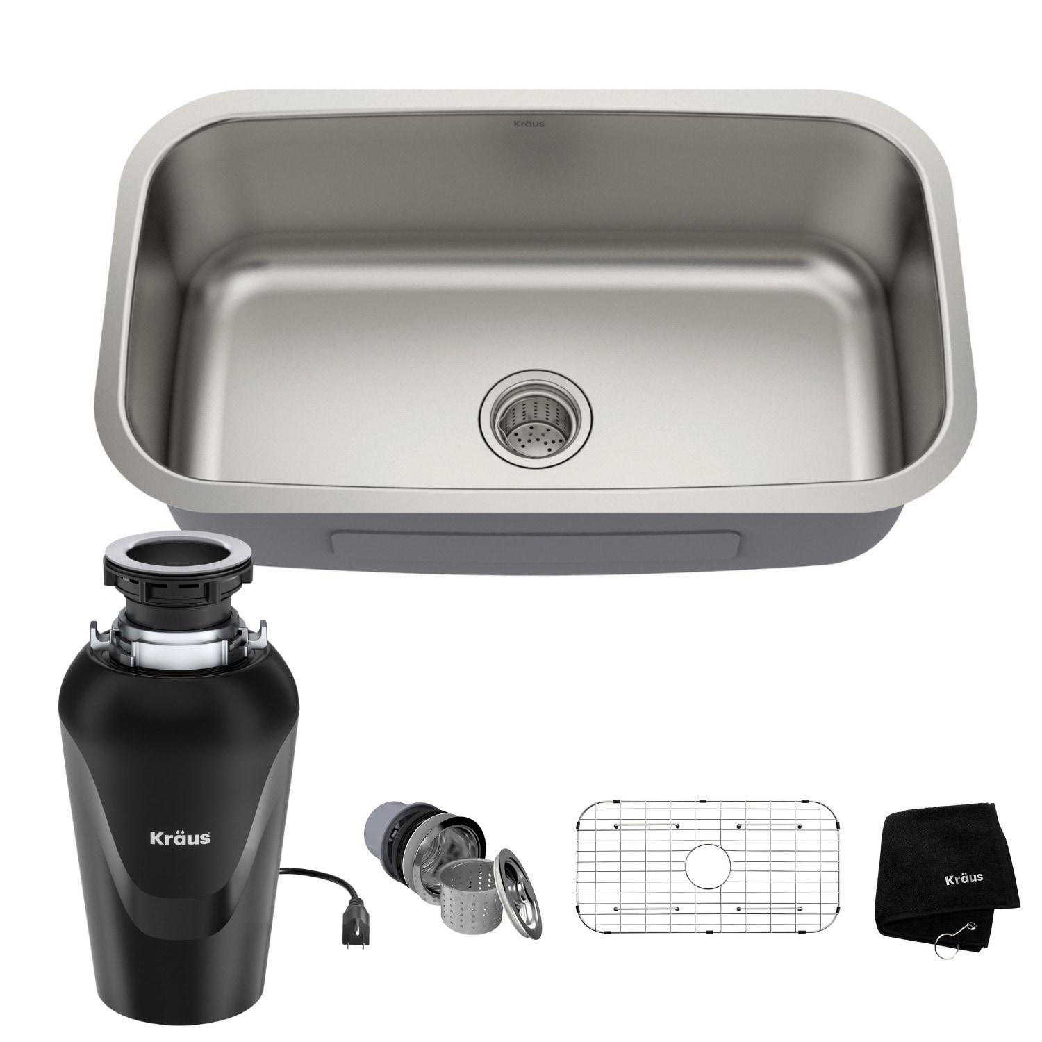 Kraus Premier 31.5-inch 16 Gauge Undermount Kitchen Sink with Waste Guard™ Garbage Disposal