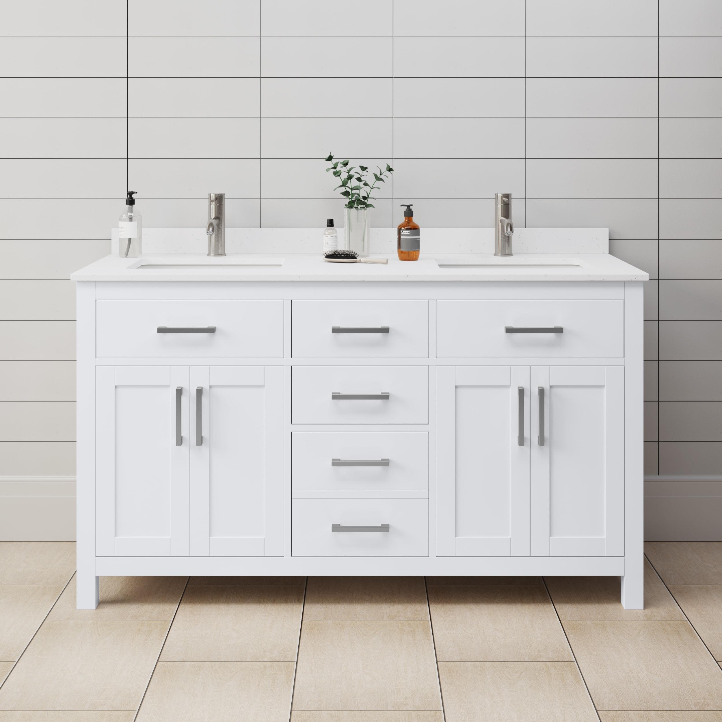 Beckett 60" Freestanding Double Bathroom Vanity with Cultured Marble Top