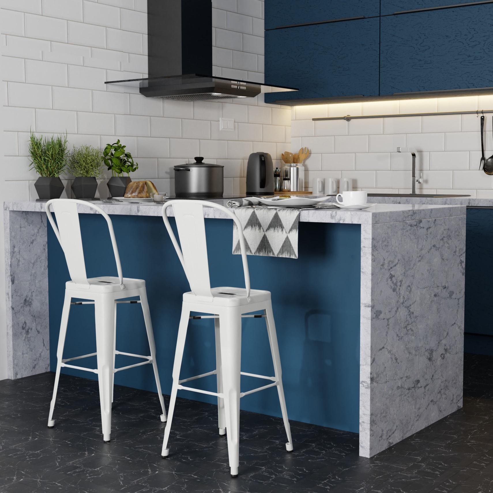 Simpli Home Fletcher Metal Contemporary Stools with Brace Support (Set of 2)
