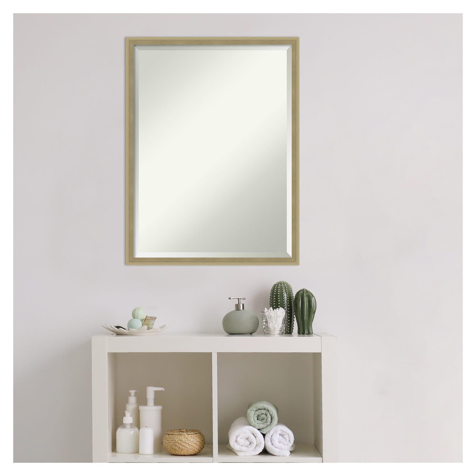 Elegant Bronze & Gold Wood Bathroom Vanity Mirror 19x25