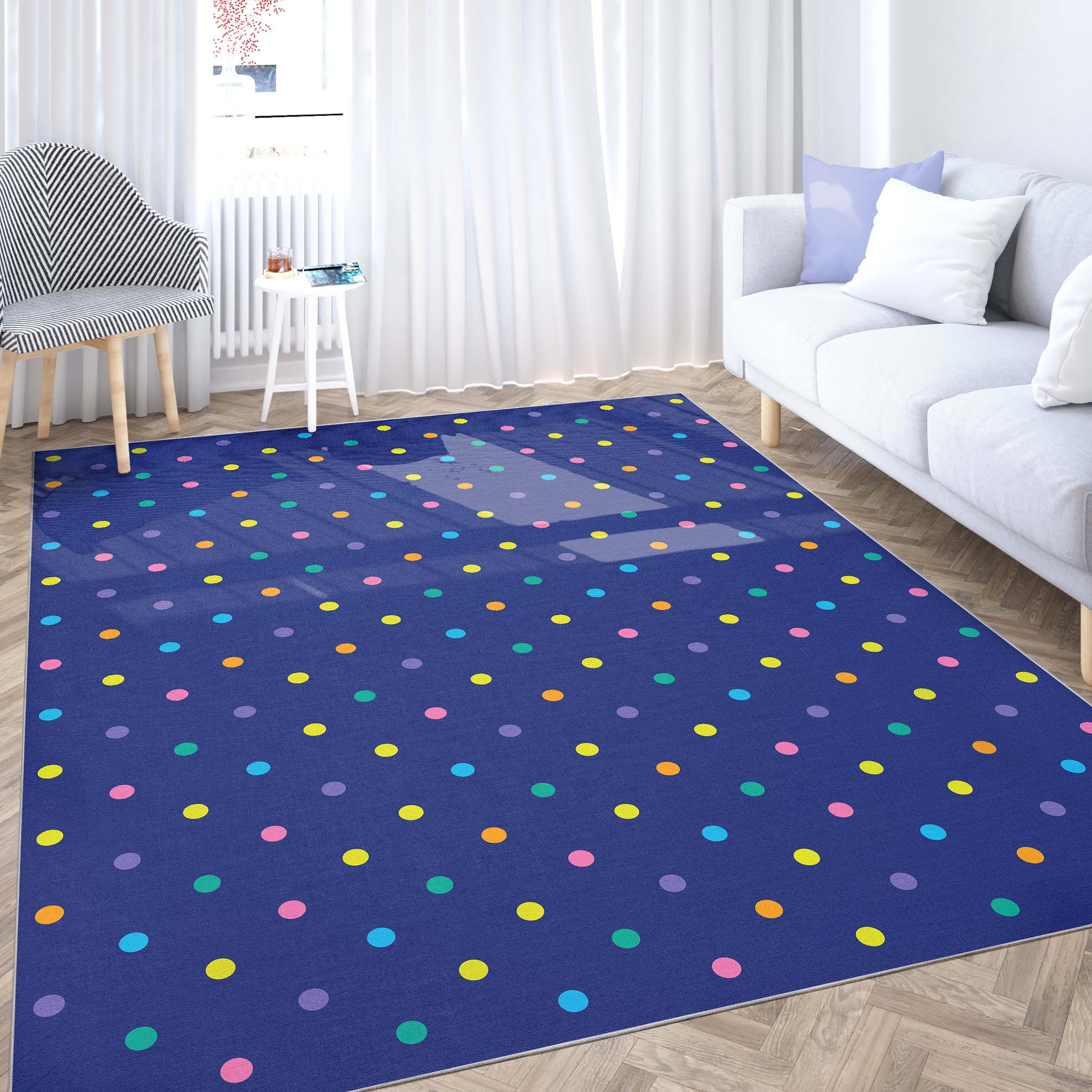 Well Woven Crayola Polka Dot Geometric Blue Area Rug