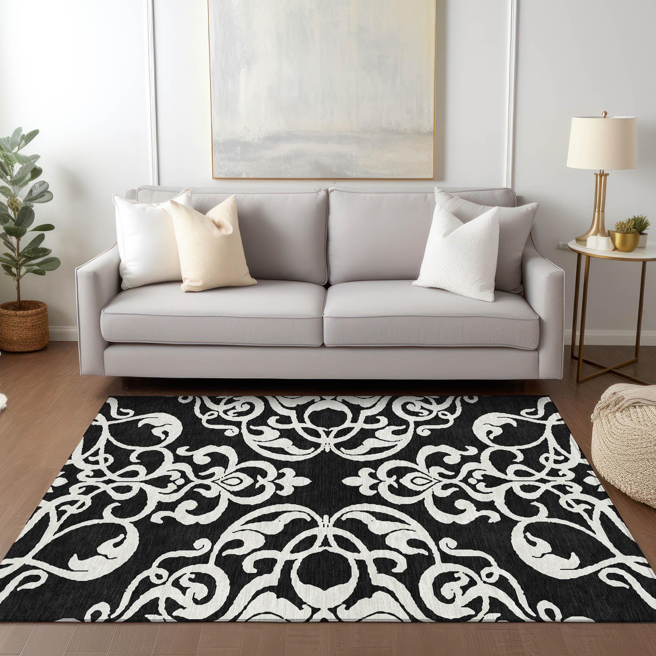 Addison Rugs Chantille ACN973 Black 2'6" x 3'10" Indoor Outdoor Area Rug, Easy Clean, Machine Washable, Non Shedding, Bedroom, Entry, Living Room, Dining Room, Kitchen, Patio Rug