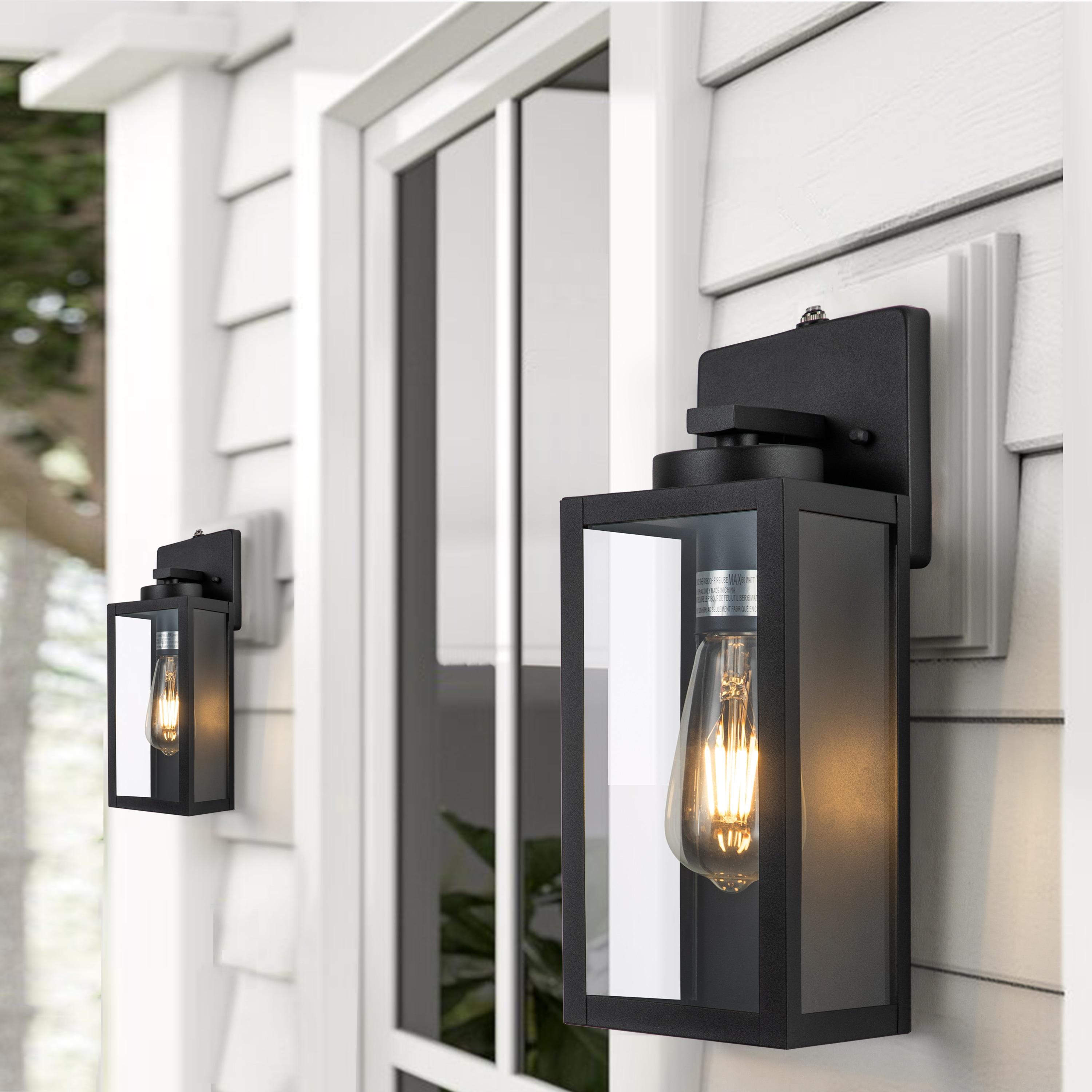 C Cattleya 2 Pack Matte Black Outdoor Wall Lights with Dusk to Dawn Sensor