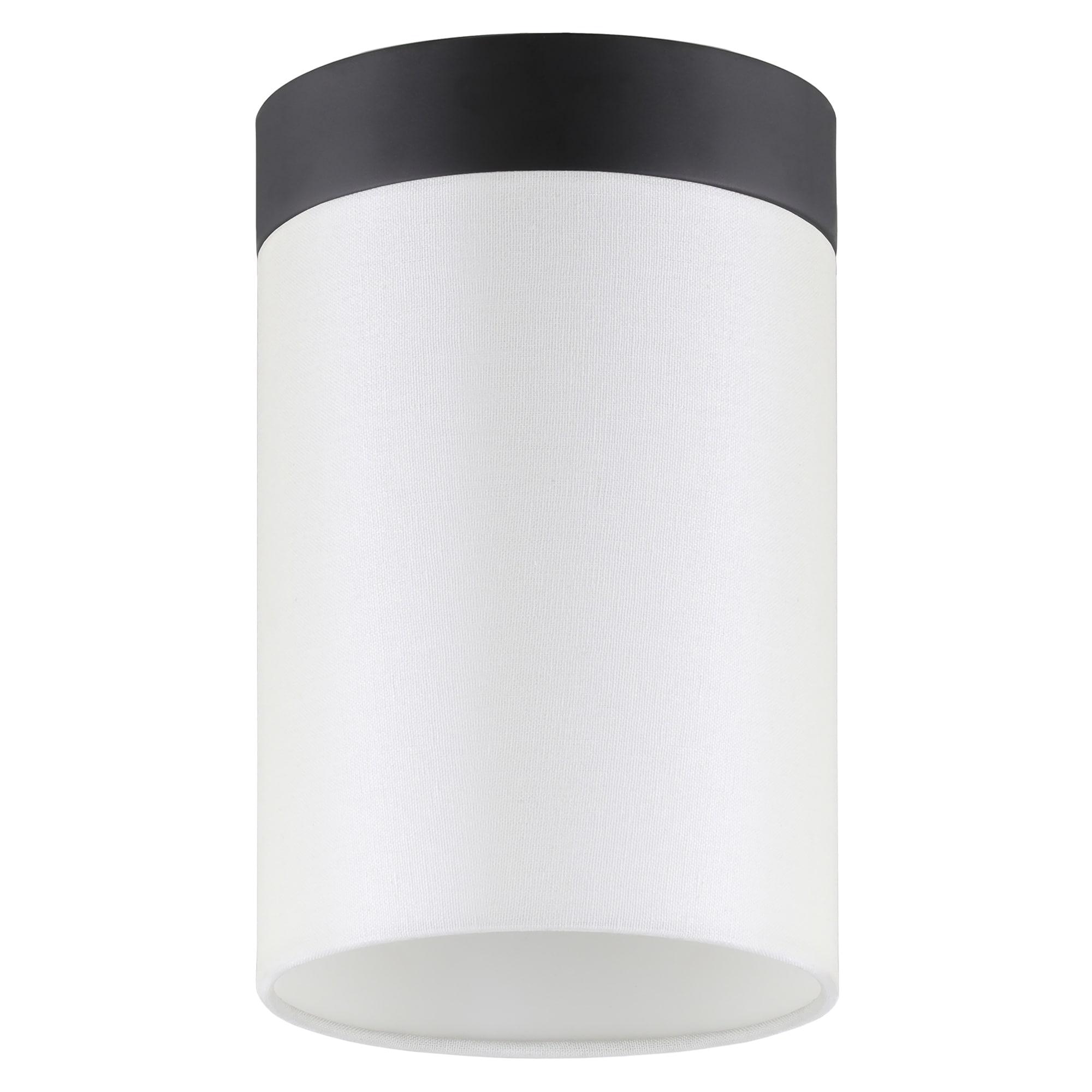 Evelyn&Zoe 6" Blackened Bronze Metal/Fabric Semi Flush Mount
