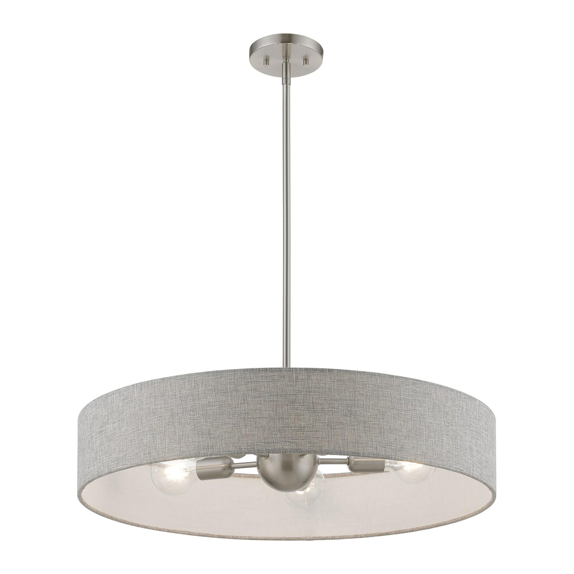 Livex Lighting Elmhurst 5 - Light Pendant in Brushed Nickel/Shiny White