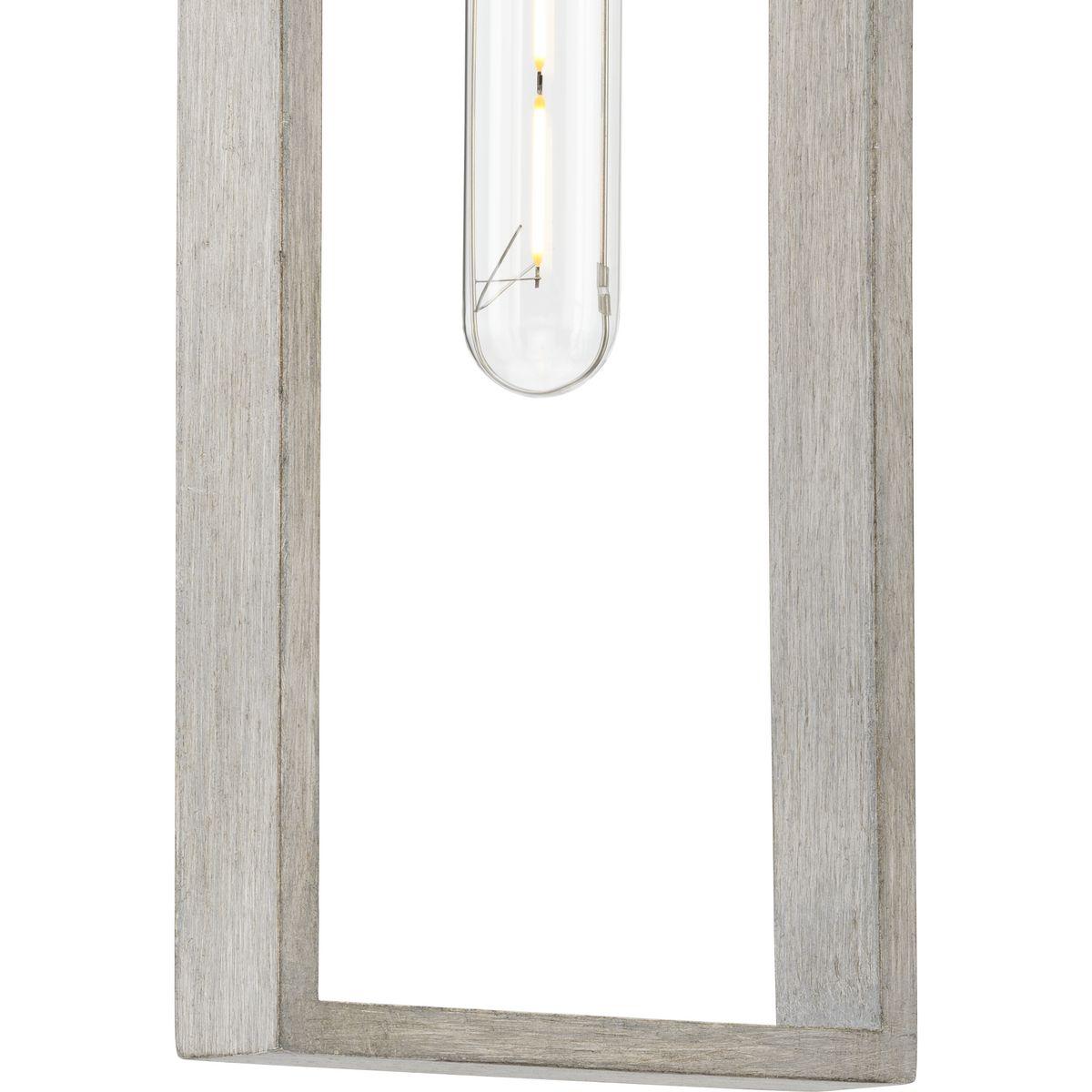 Progress Lighting Boundary 1-Light Hanging Pendant, Brushed Nickel, Grey Washed Oak, Open Frame, Design Series