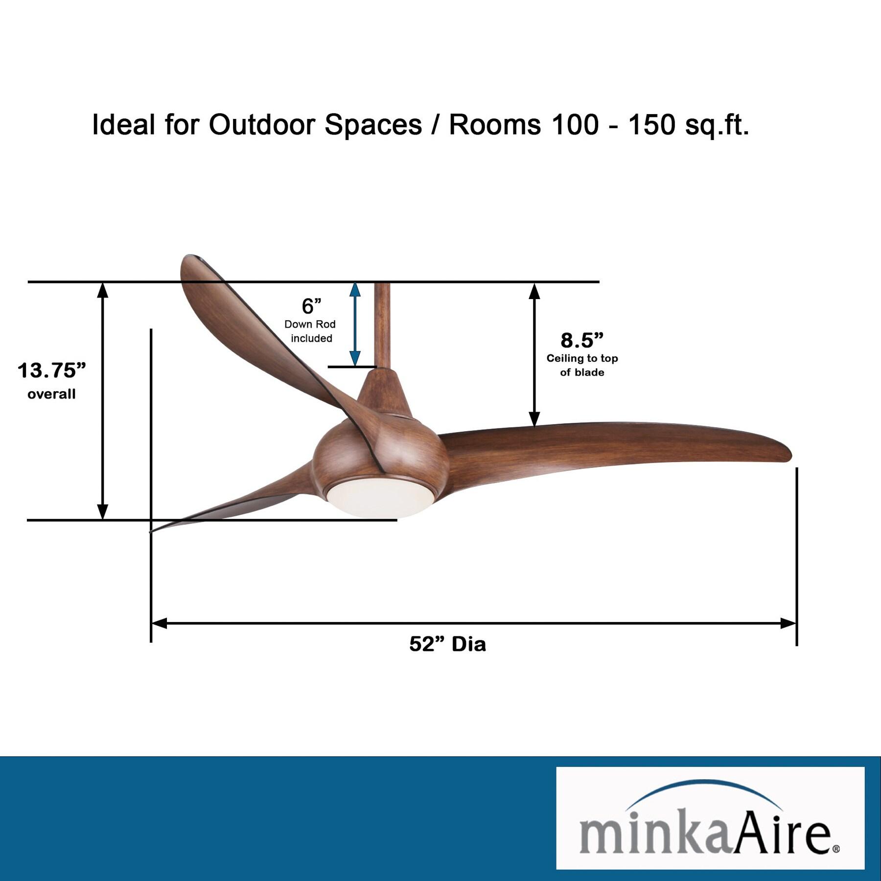 52" Wave 3 - Blade LED Propeller Ceiling Fan with Remote Control and Light Kit Included