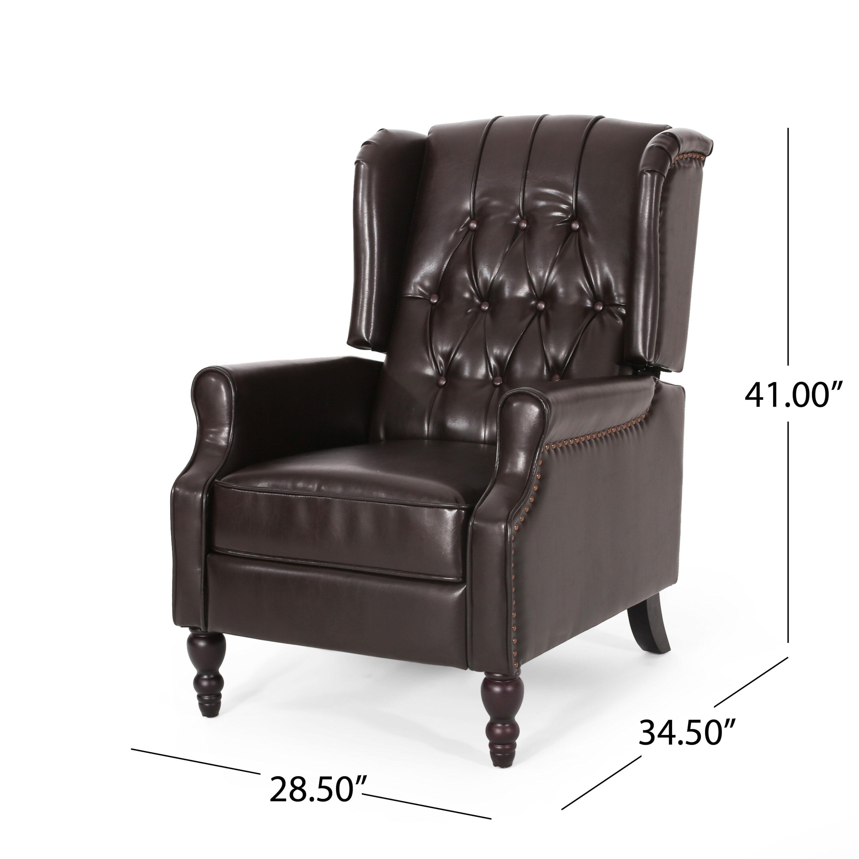 Walter Brown Bonded Leather Recliner Club Chair - Christopher Knight Home: Comfortable Seating, 250lb Capacity