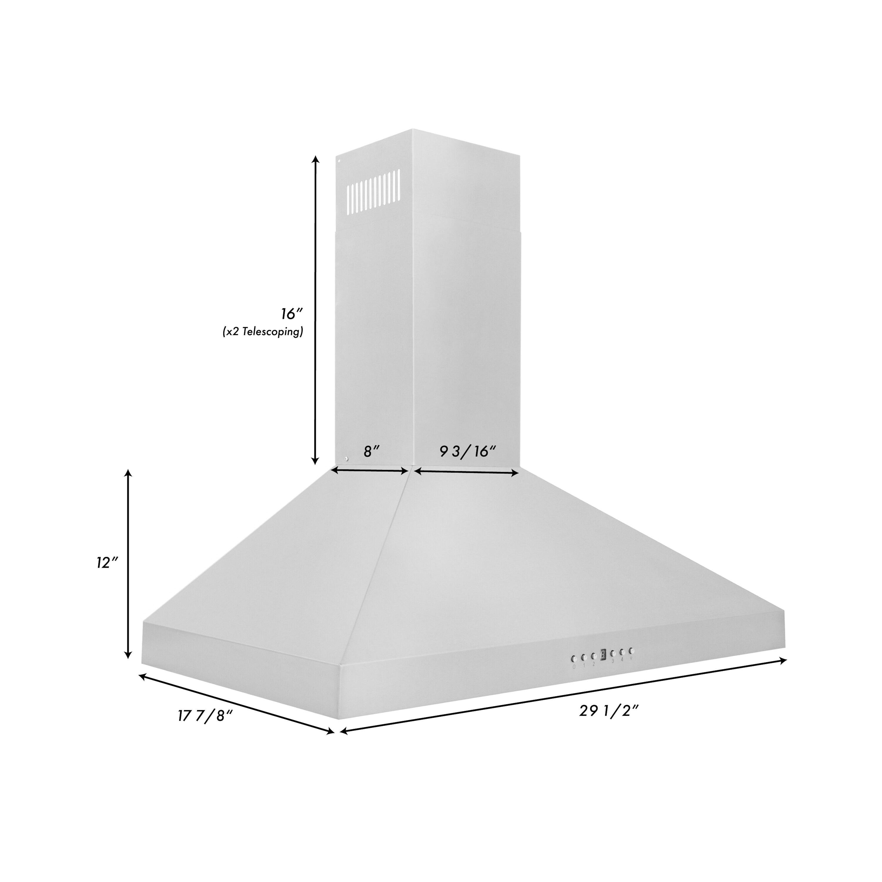 ZLINE 30 in. Convertible Vent Convertible Vent Wall Mount Range Hood in Stainless Steel (KL3-30)
