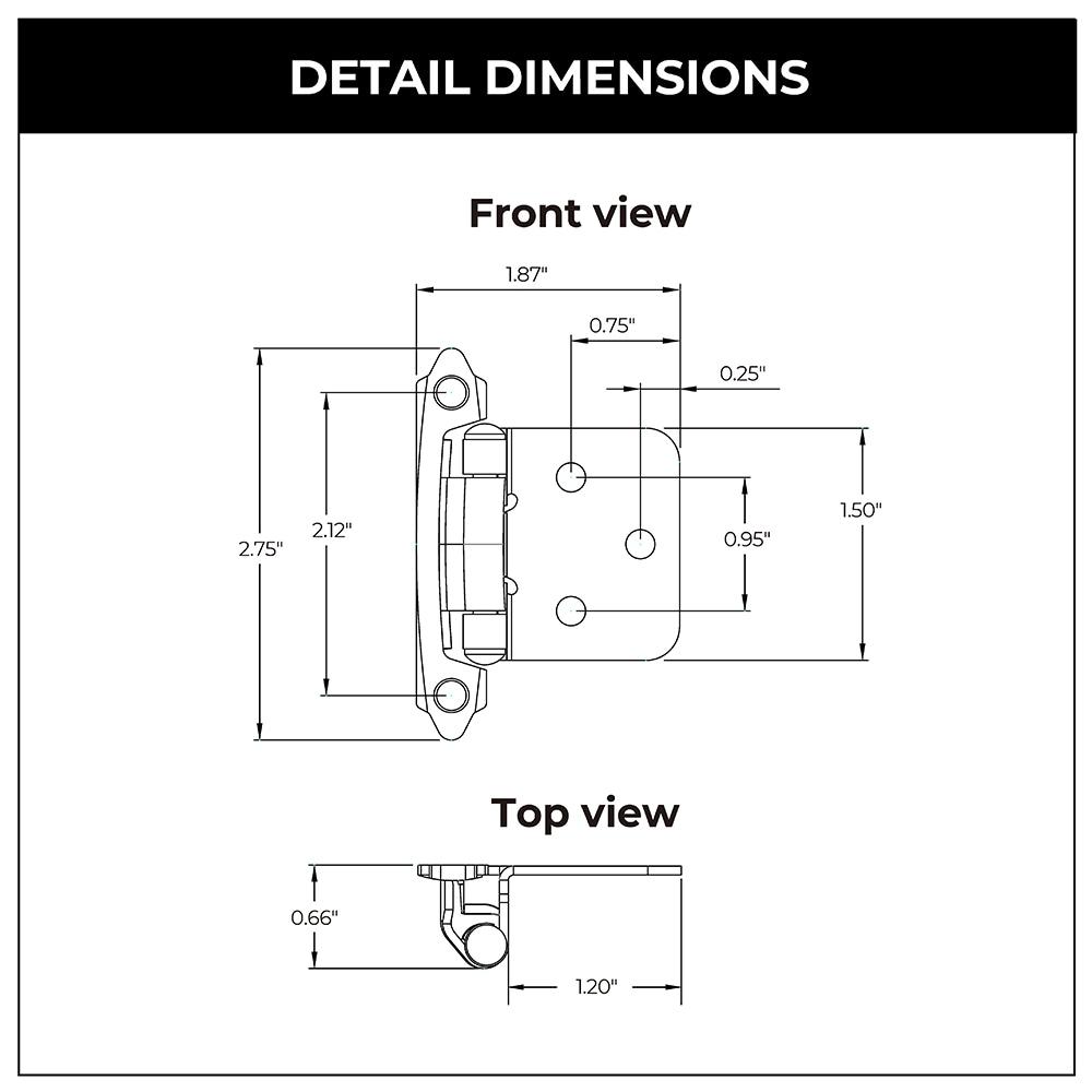 RELIABILT 200-Degree Adjustable Overlay Overlay Surface Self-Closing Satin nickel Cabinet Hinge , 5 Pairs ( 10 -Pieces)