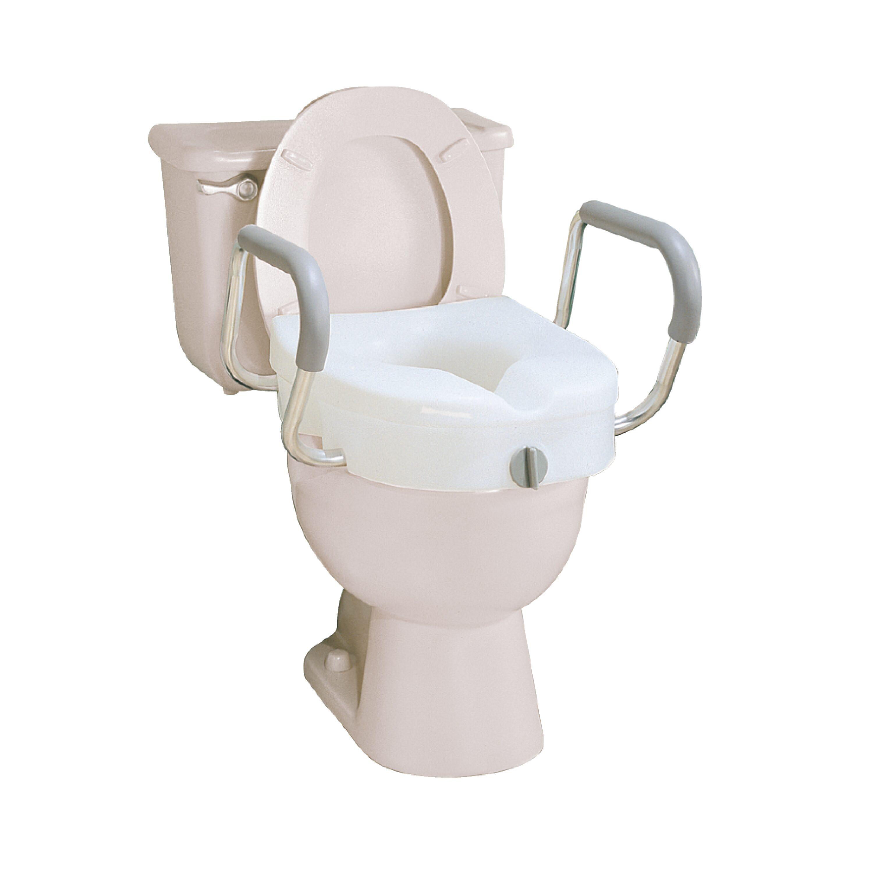 Carex E-Z Lock Raised with Armrests Toilet Seat - White