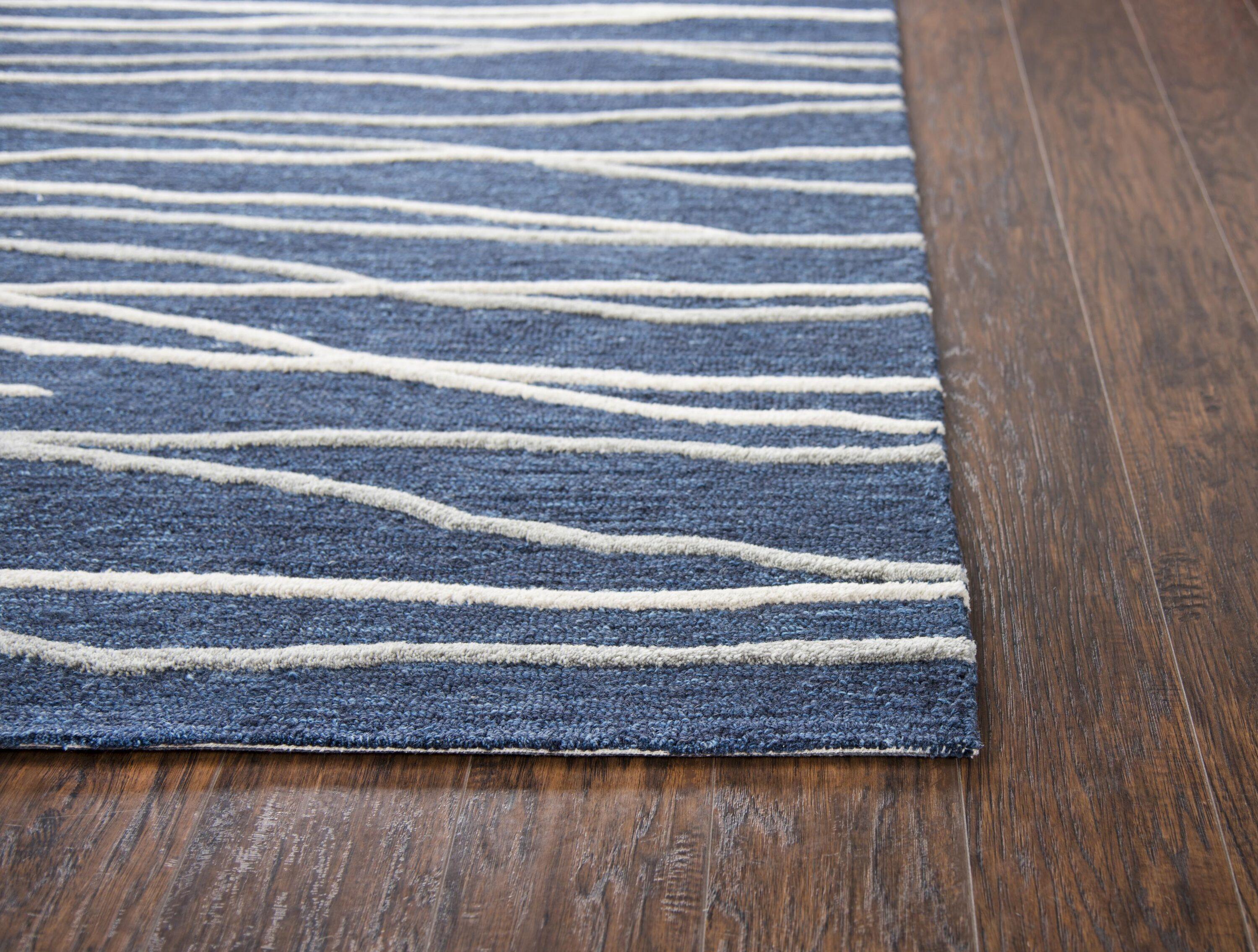 Rizzy Home Hand-tufted Idyllic Navy Wool Lines Area Rug - 8' x10'