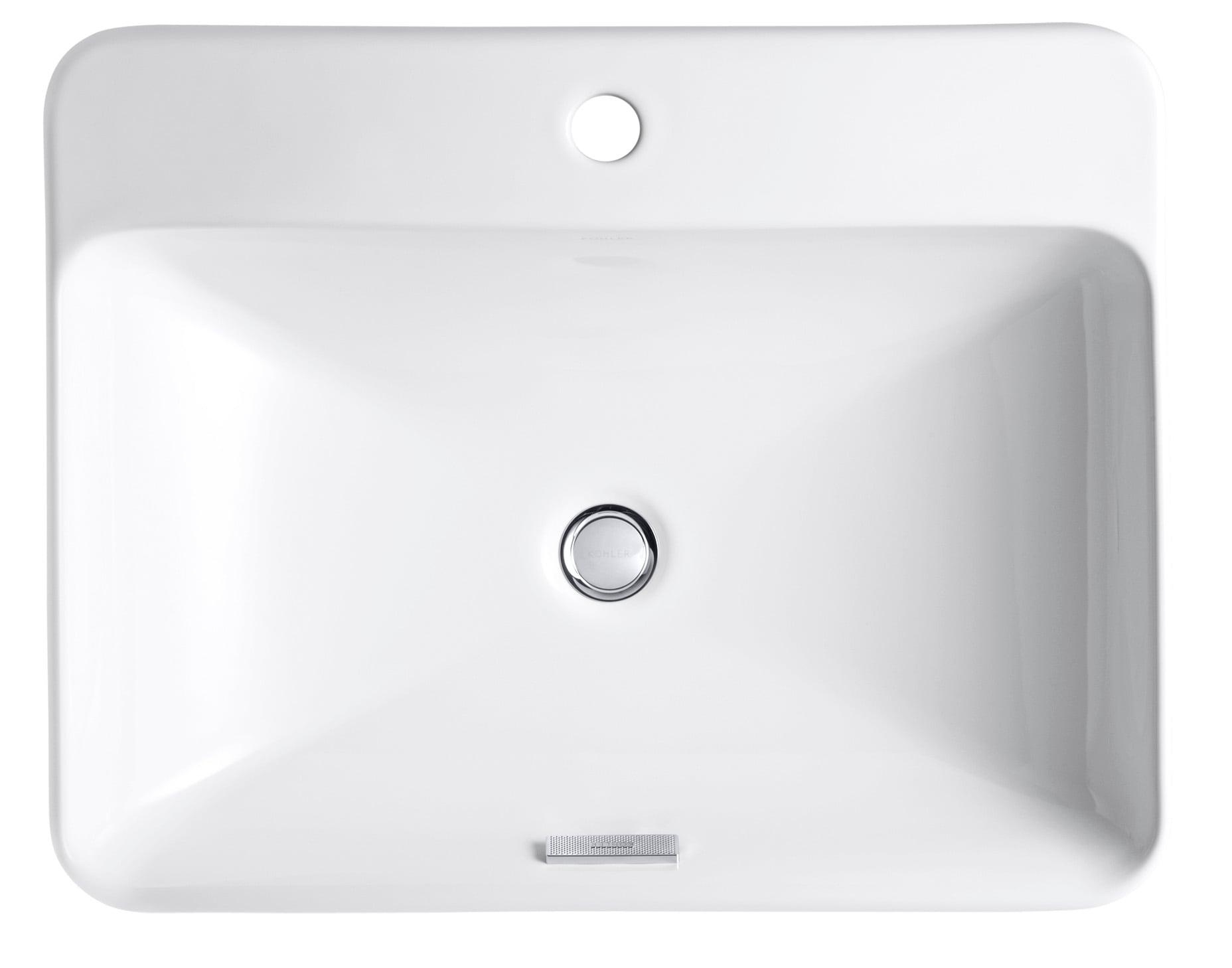 Vox® Vitreous China Rectangular Vessel Bathroom Sink with Overflow