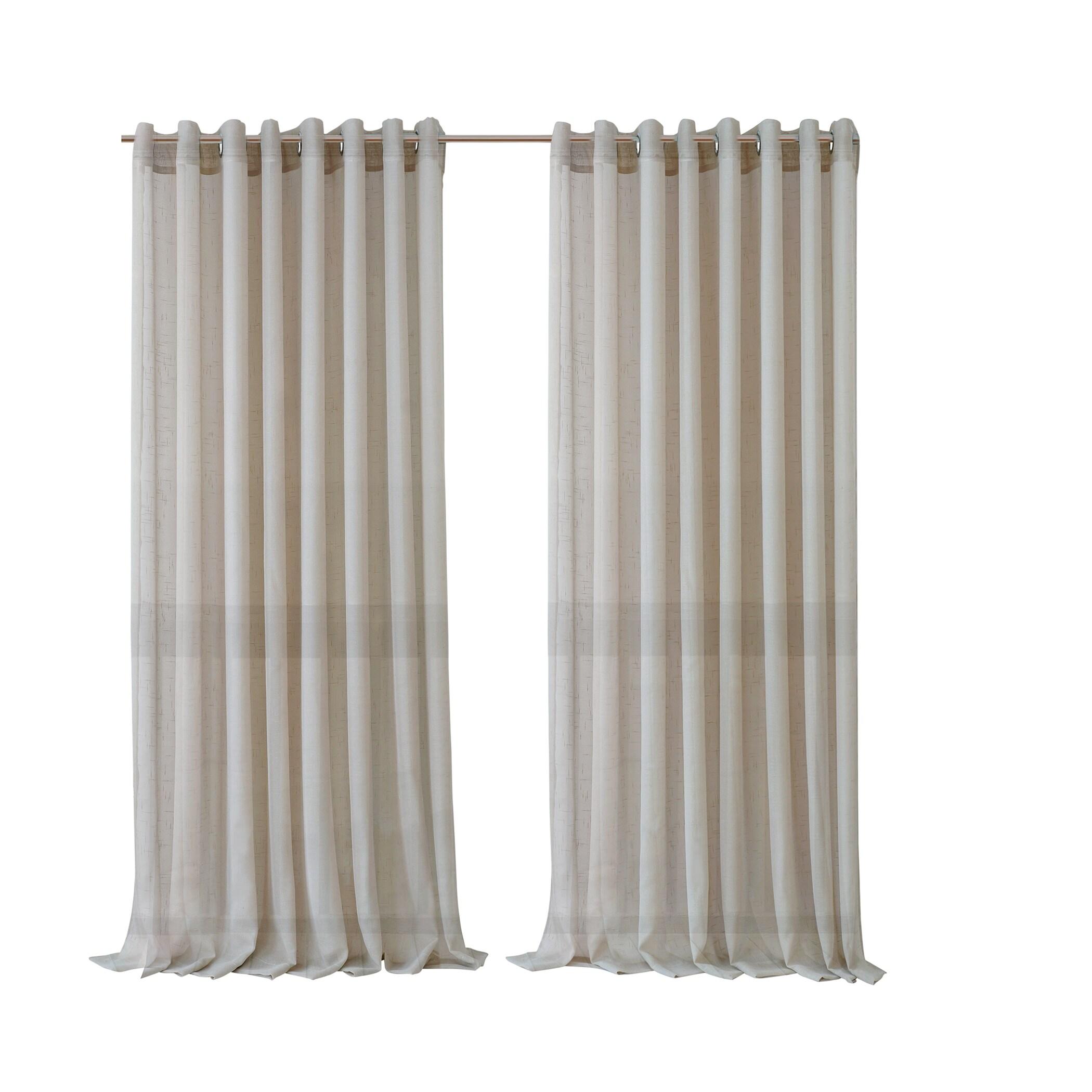 Carmen Sheer Extra Wide Indoor/Outdoor Single Window Curtain for Patio, Porch, Cabana - 114x84 - Natural - Elrene Home Fashions
