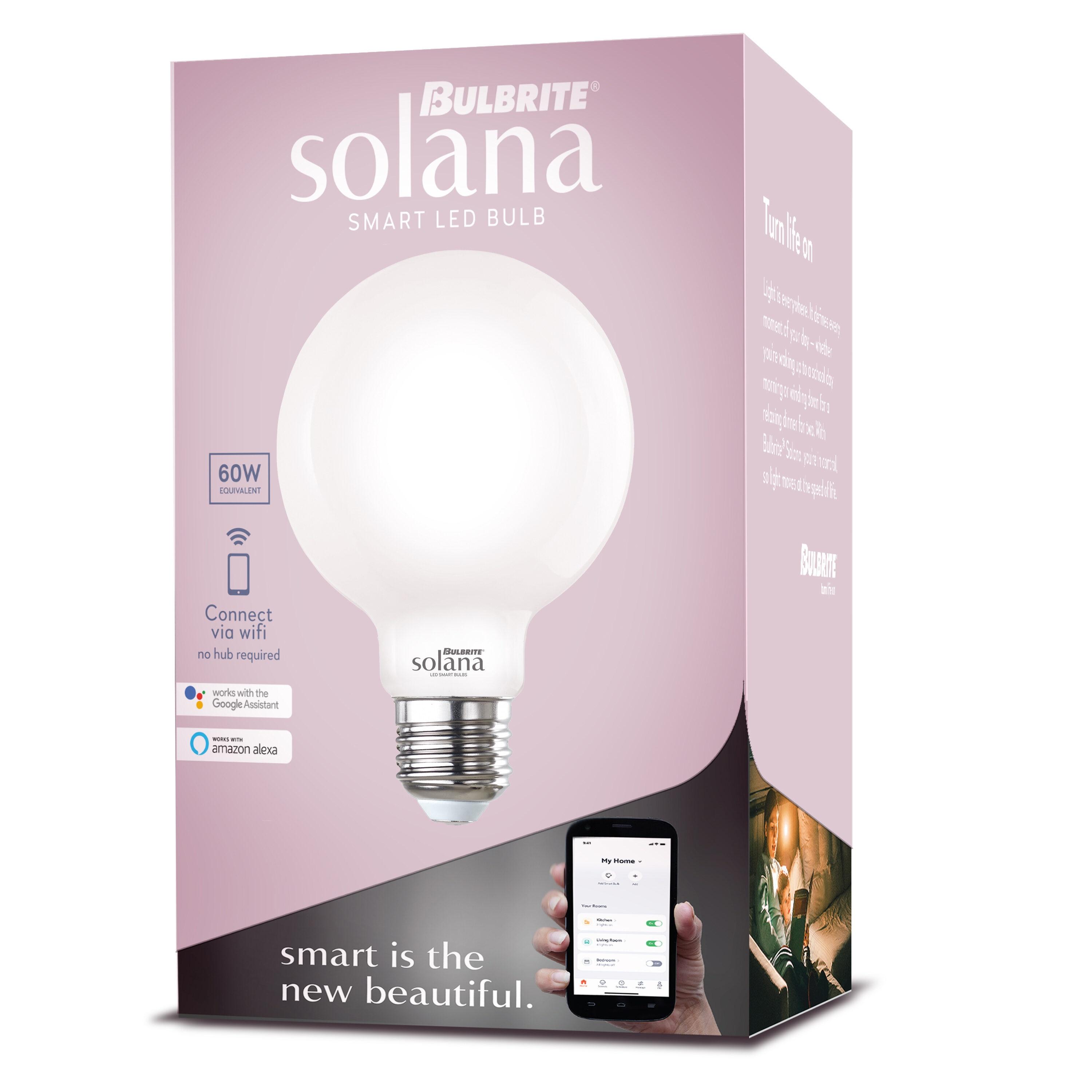 Bulbrite Solana 40 Watt Equivalent G25 Smart WiFi Connected 90CRI Globe LED Light Bulb, Milky Finish