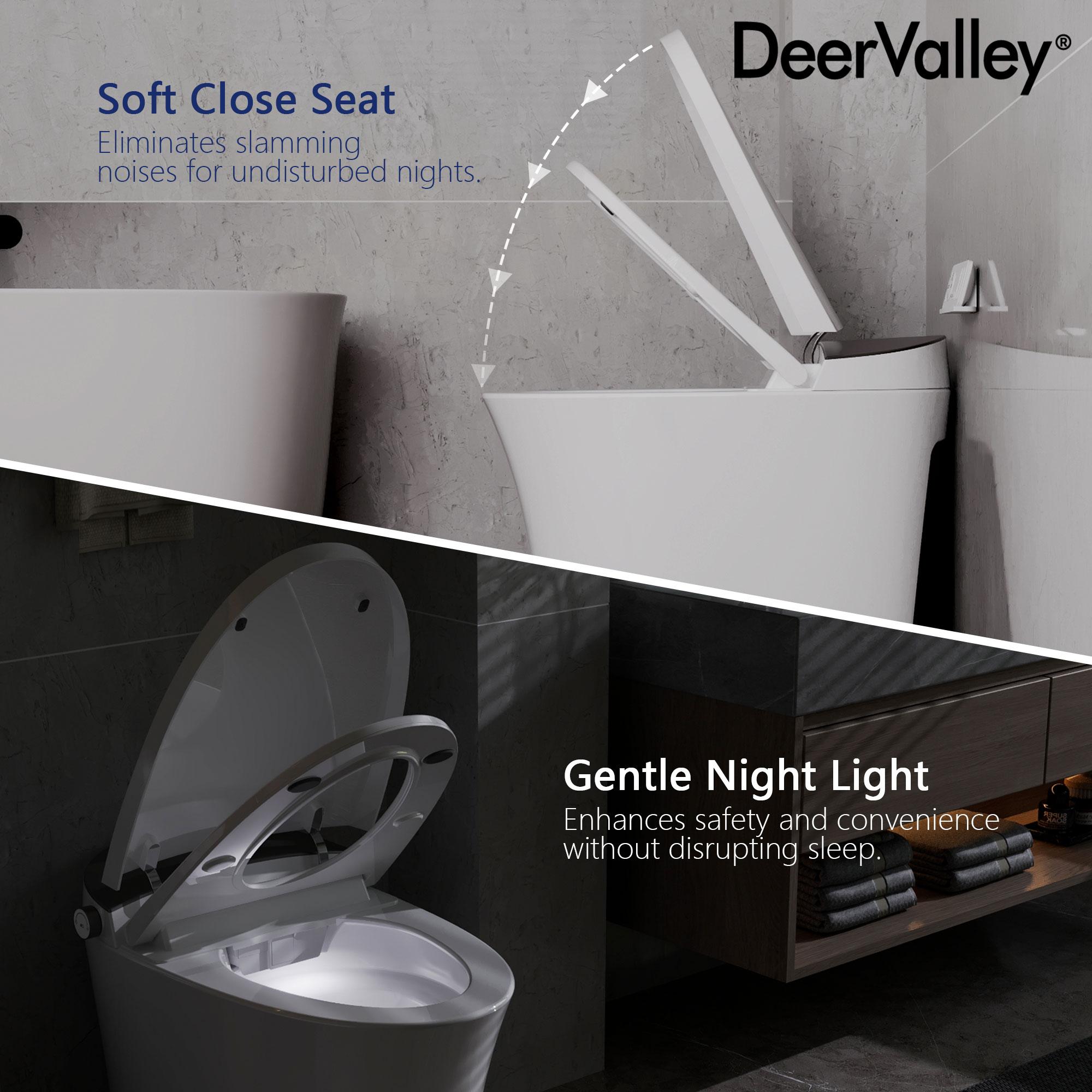 Elongated Smart Bidet Toilet Tankless, Foot Kick & Blackout Flush, Warm Wash, Night Light, Advanced