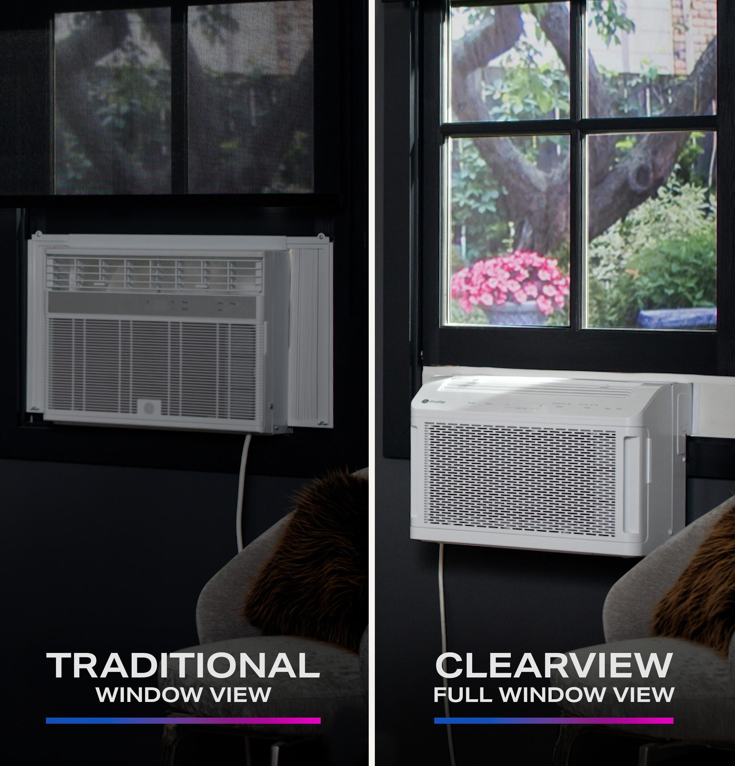 GE Profile ClearView 8300 BTU Smart Window Air Conditioner with Built-In Wi-Fi and Ultra-Quiet Operation for Medium Rooms (White)