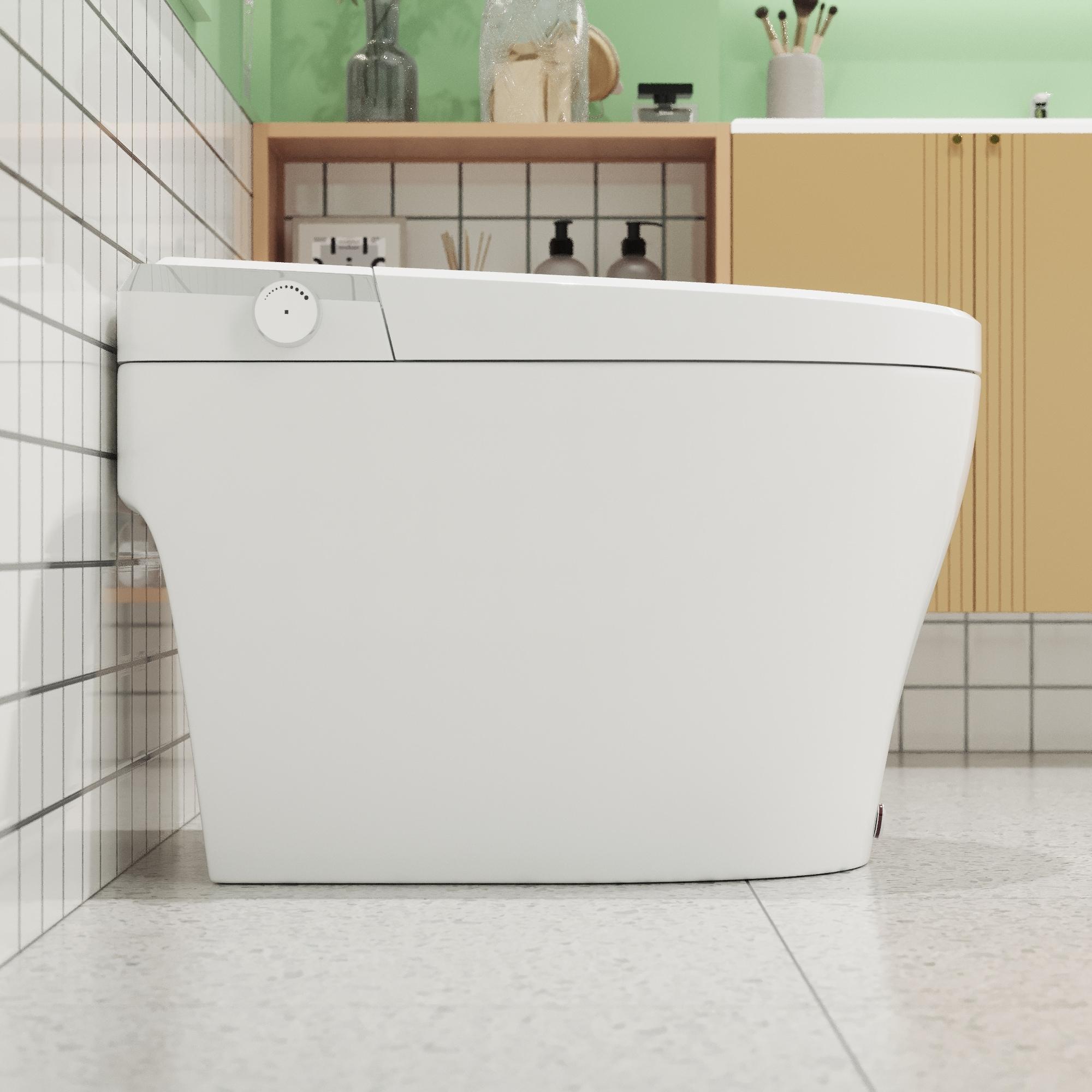 DeerValley Smart Toilet Elongated 1 Piece 1.28GPF  Fully Glazed Toilet with Heated Seat & Foot Kick Flush & Night Light DV-1S0029-V1