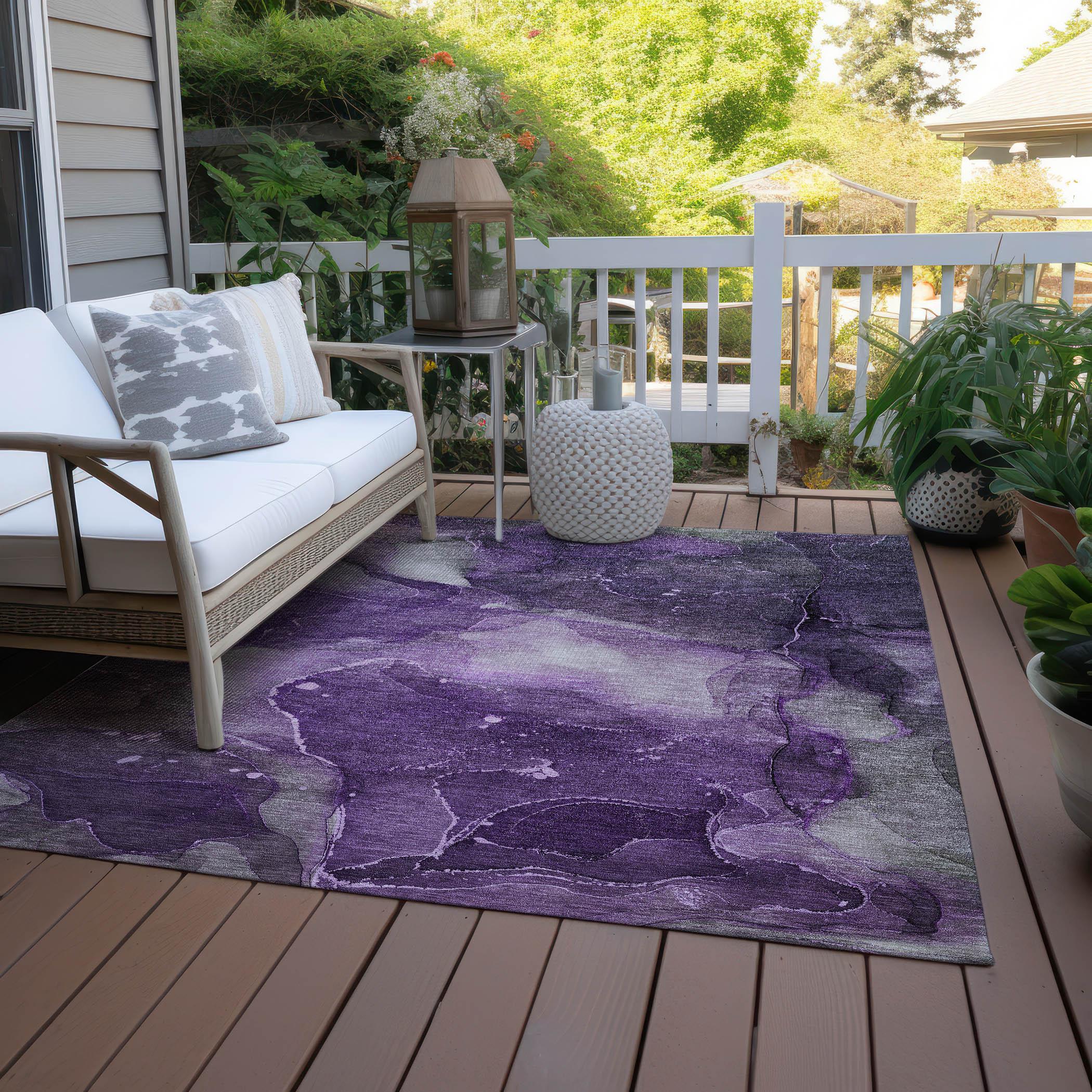Addison Rugs Chantille Indoor/Outdoor Transitional Watercolors Purple Washable Rectangle Rug, 3' x 5'