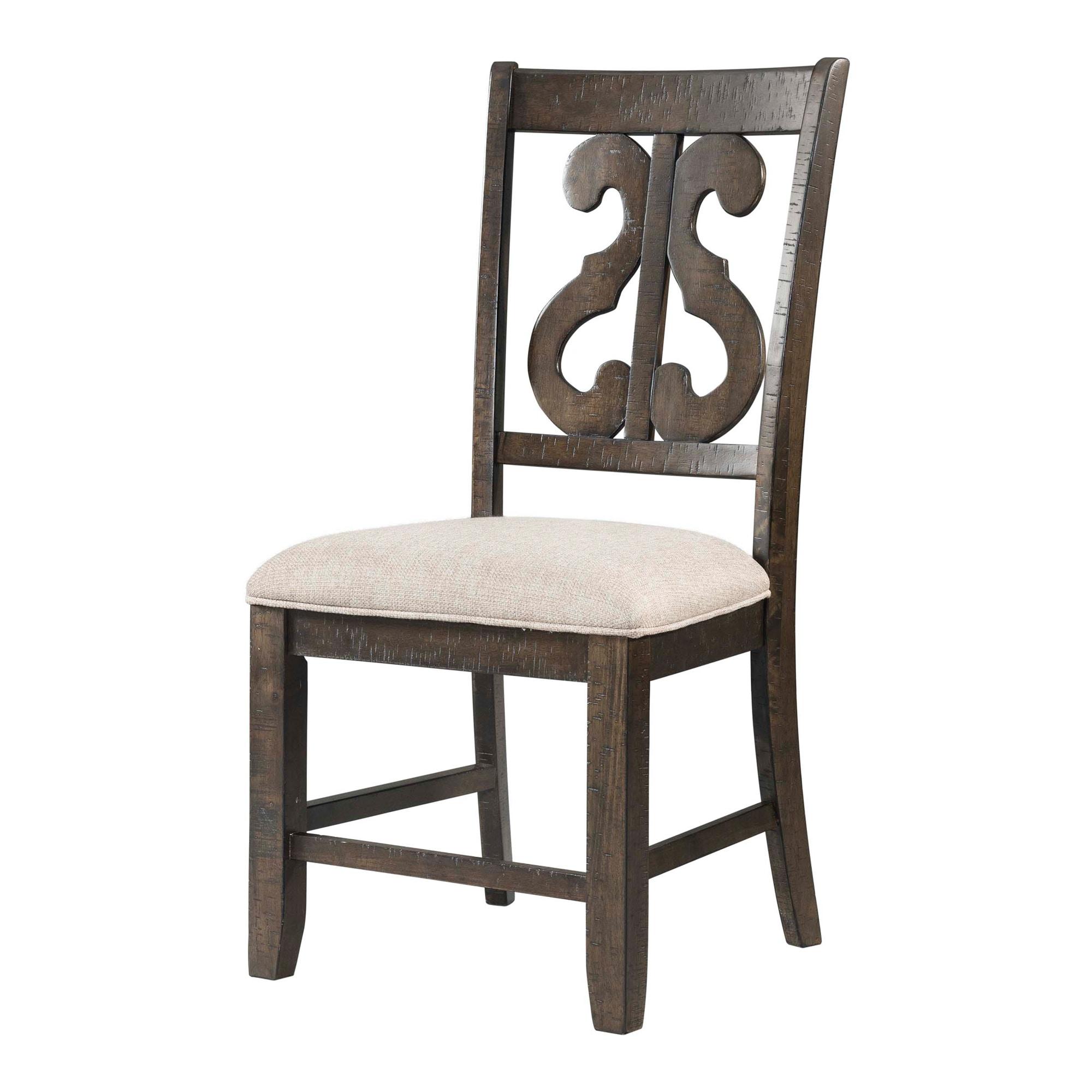 Stanford Wooden Swirl Back Chair Brown - Picket House Furnishings: Mid-Century Modern, Upholstered Seat