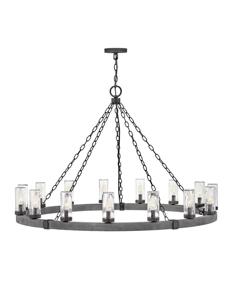 Sawyer 15-Light Single Tier Outdoor Rustic Chandelier