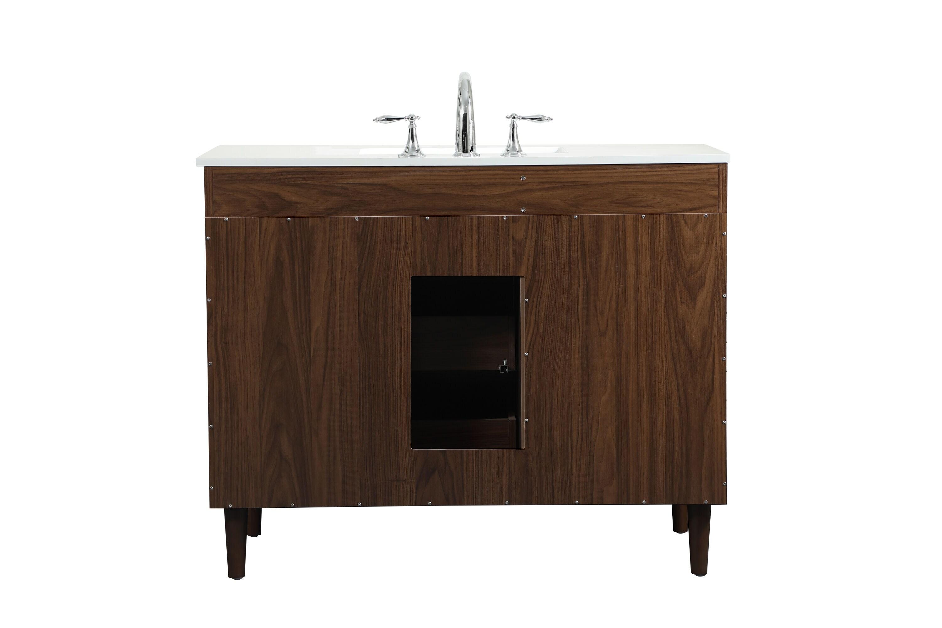 Burroughs 42'' Single Bathroom Vanity with Engineered Marble Top