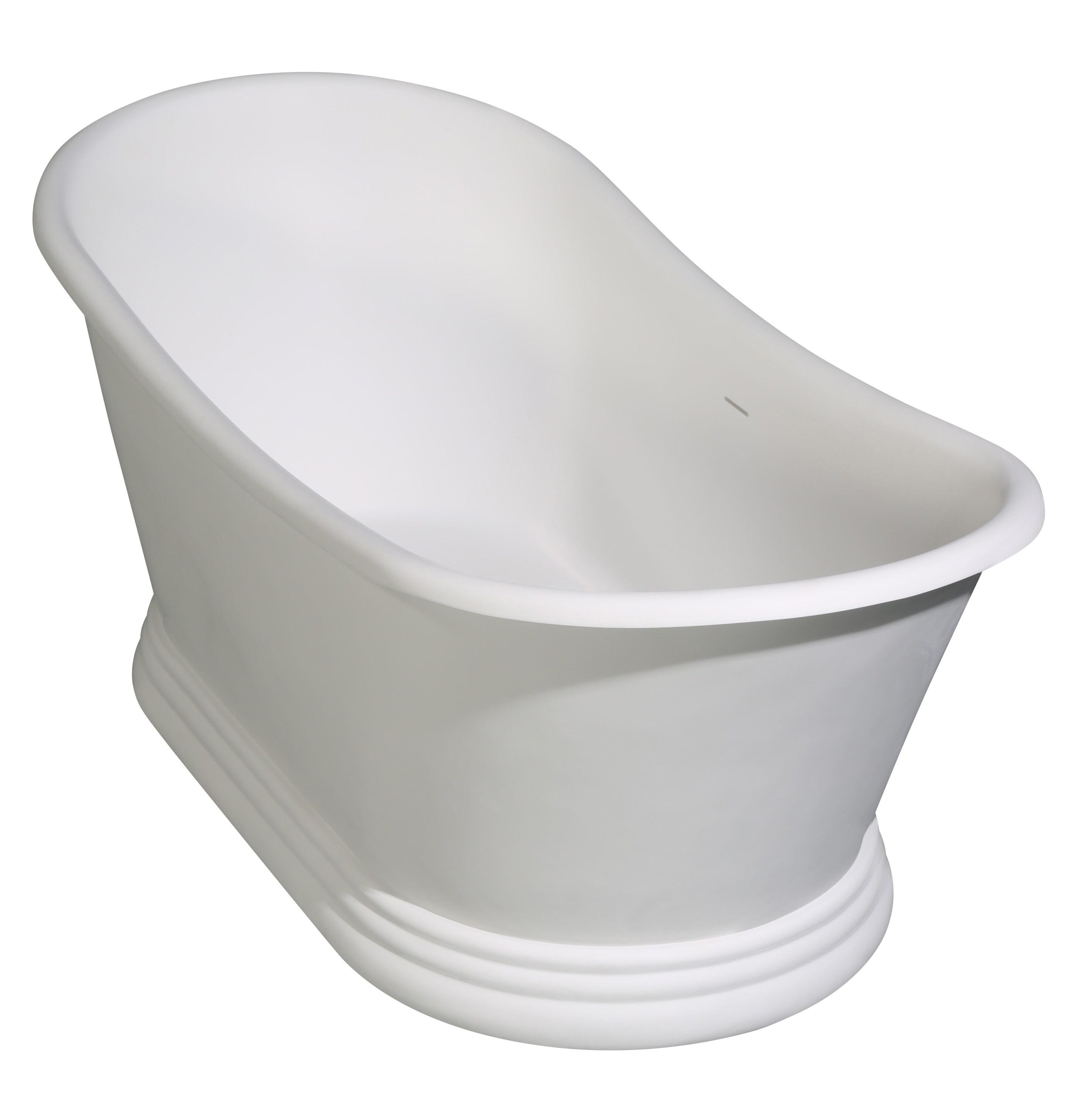 63.4'' x 29.5'' Freestanding Soaking Stone Bathtub