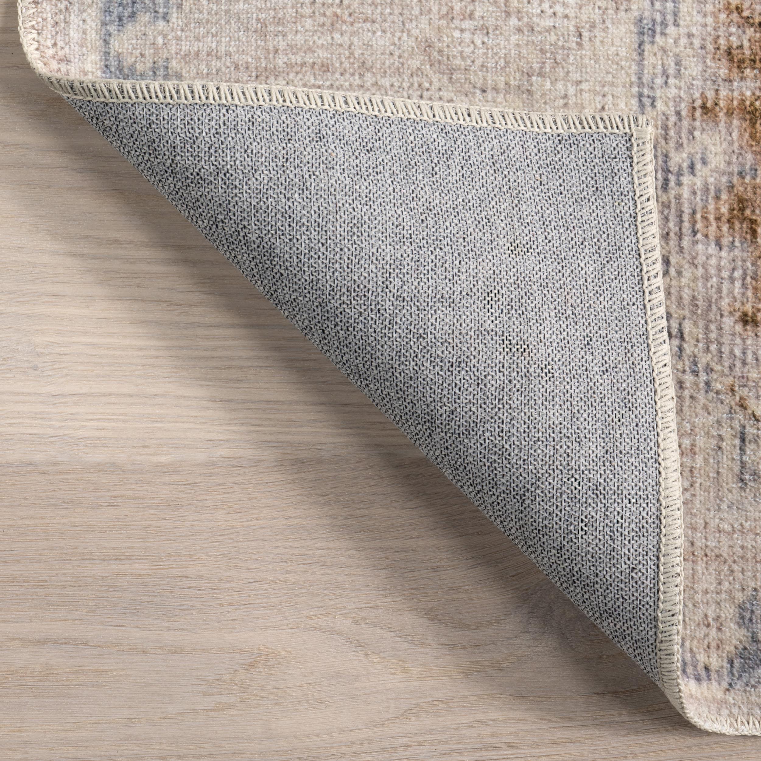 Nuloom Krystin Distressed Pet Friendly Machine Washable Area Rug, 5' x 8', Beige