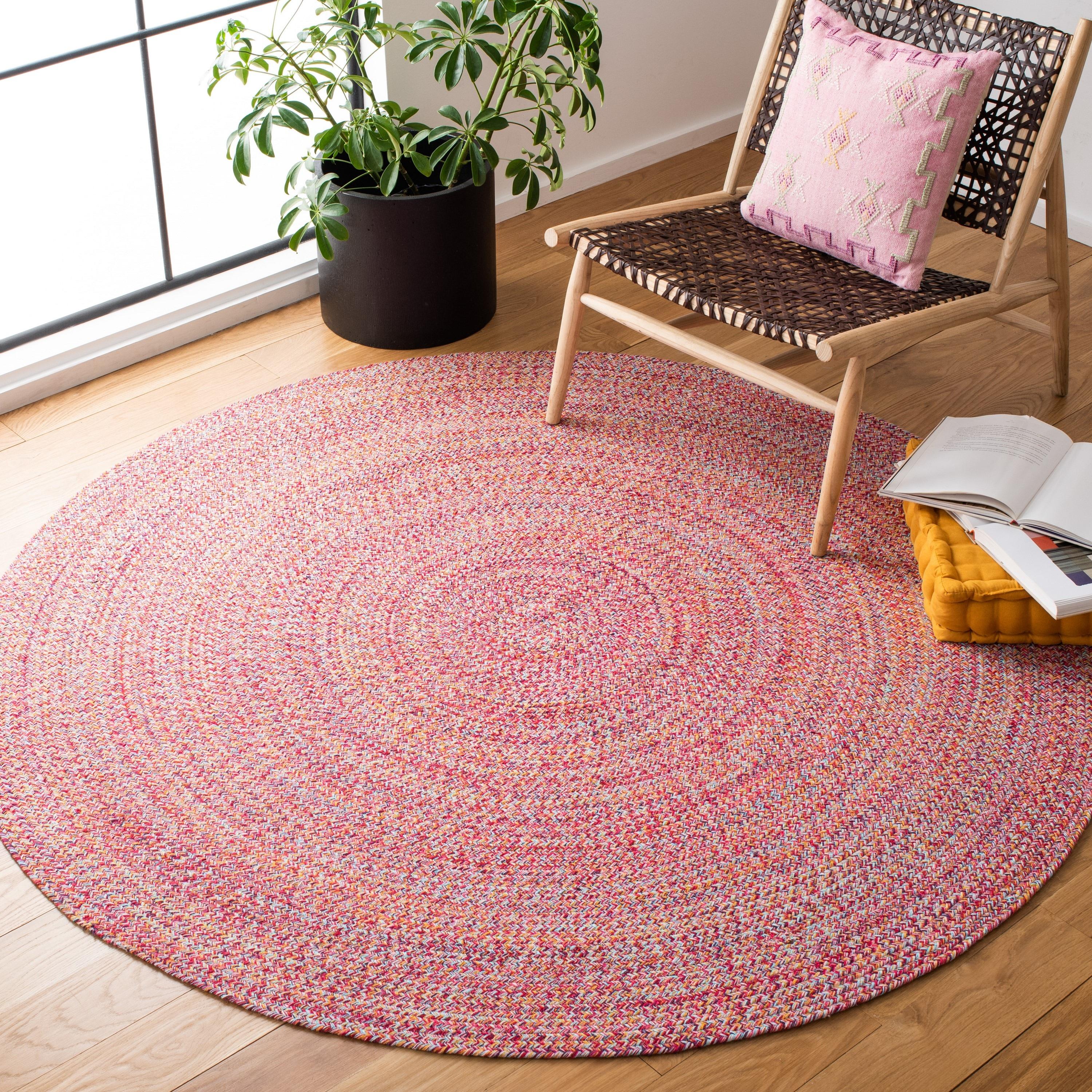 Braided BRD452 Hand Woven Indoor Accent Rug - Pink/Fuchsia - 3' Round - Safavieh