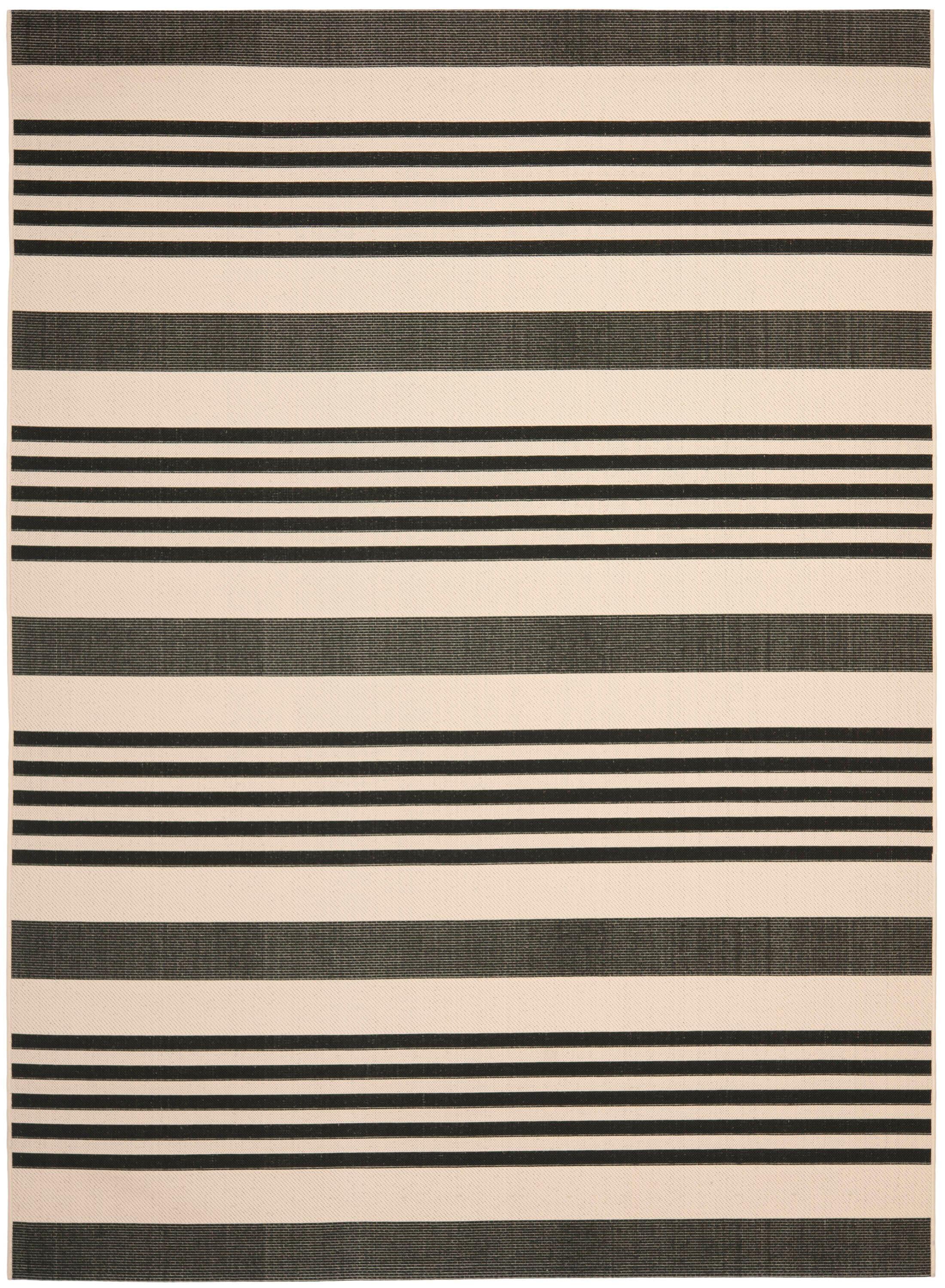 Courtyard CY6062 Power Loomed Indoor/Outdoor Area Rug - Black/Bone - 8'x10' - Safavieh.
