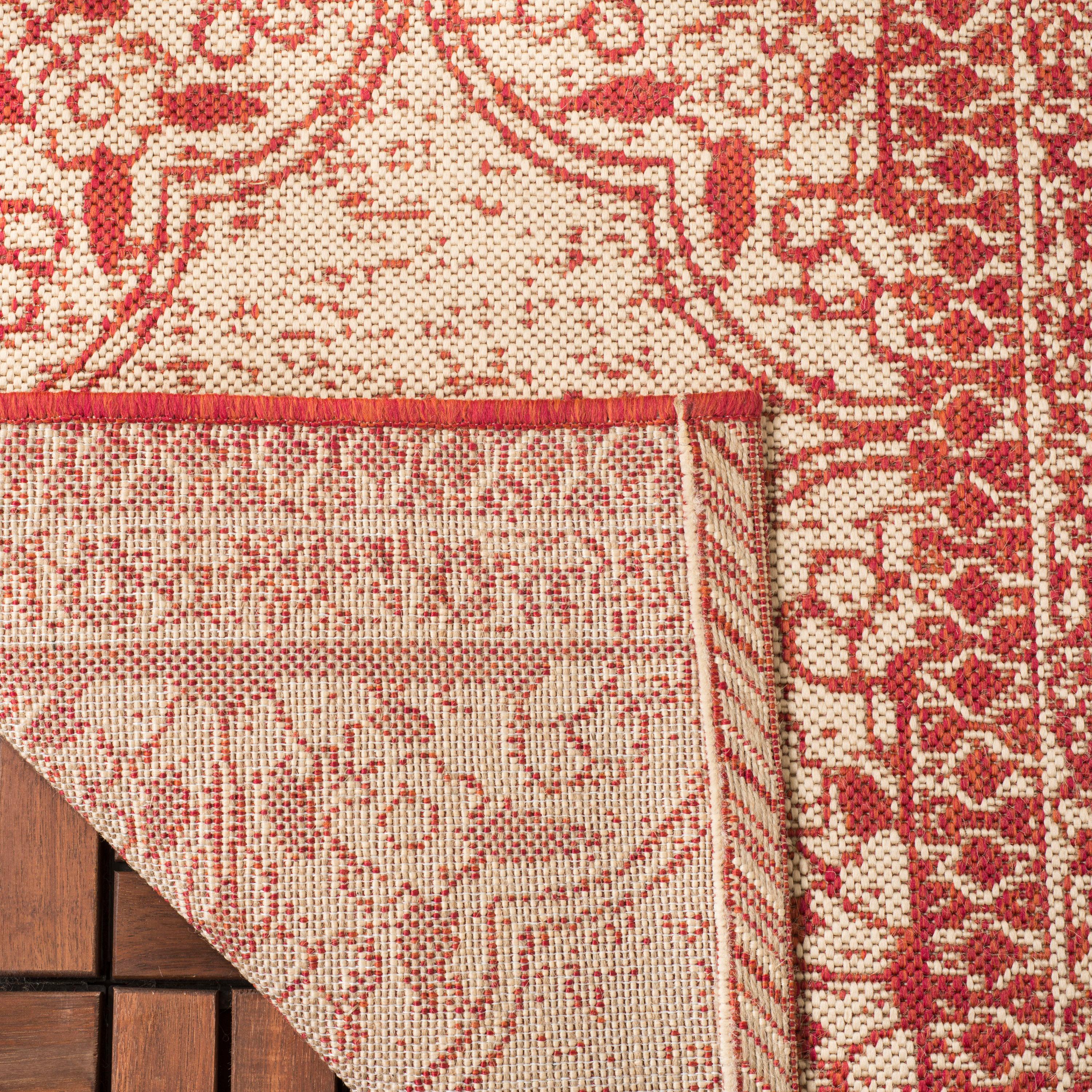 Beach House BHS174 Power Loomed Indoor/Outdoor Area Rug - Red/Creme - 6'7"x9'2" - Safavieh