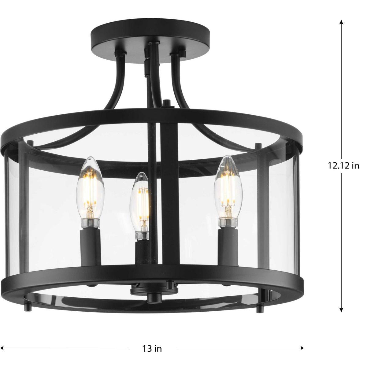 Gilliam Collection 13 in. Three-Light Matte Black New Traditional Semi-Flush Mount