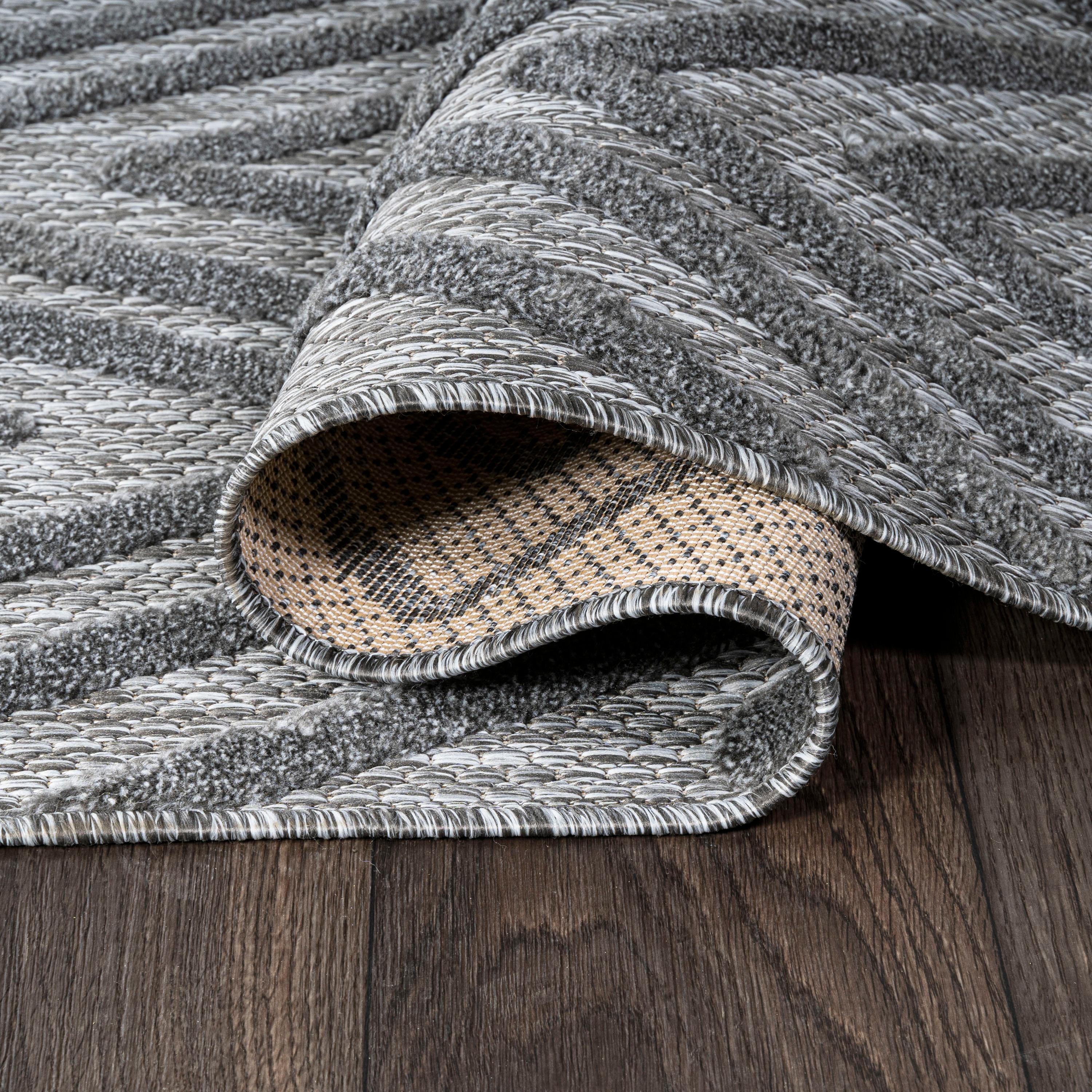 4'x6' Balansat Moroccan Diamond Indoor/Outdoor Area Rug, Dark Gray - JONATHAN Y
