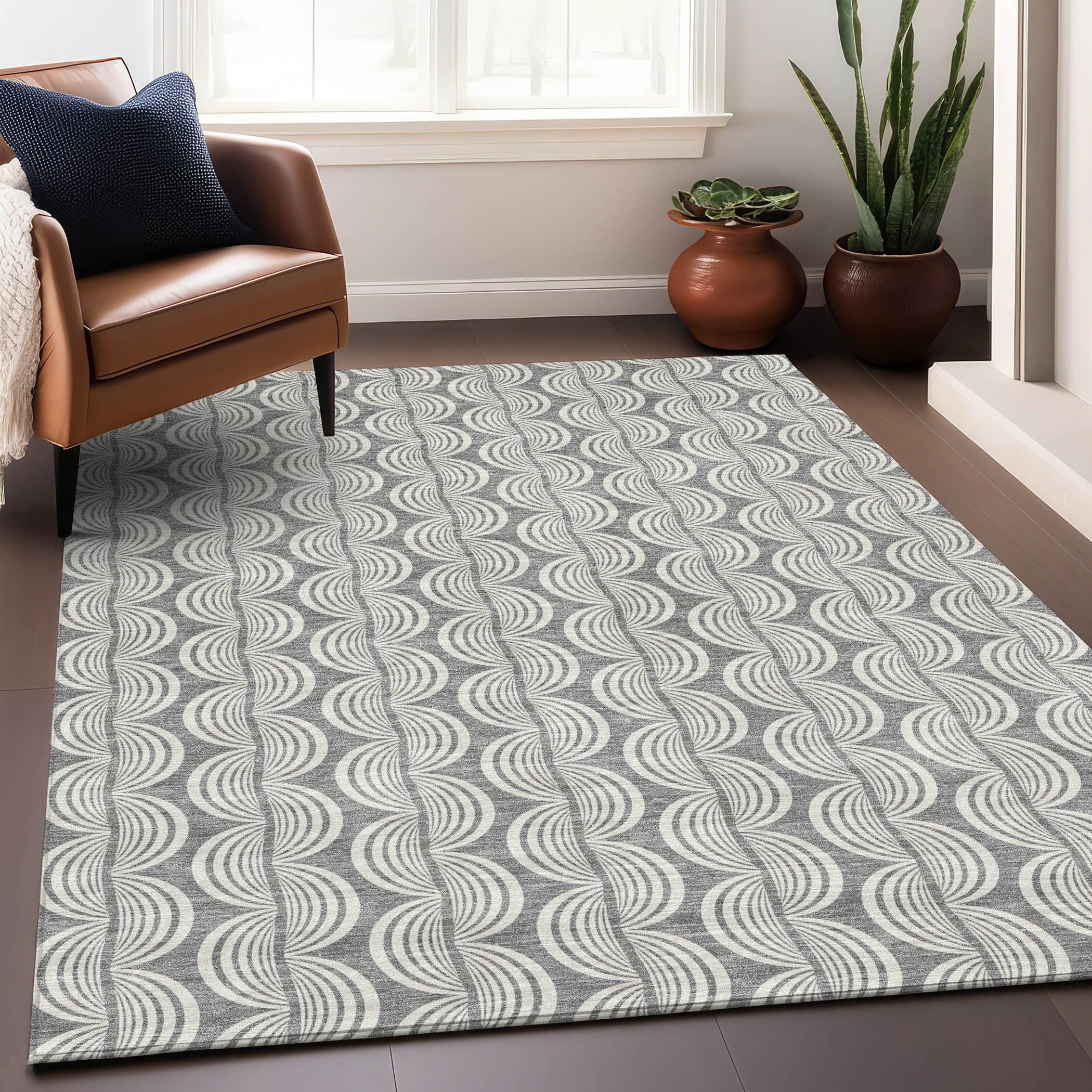 Machine Washable Indoor/Outdoor Chayden ACN1055 Gray Rug