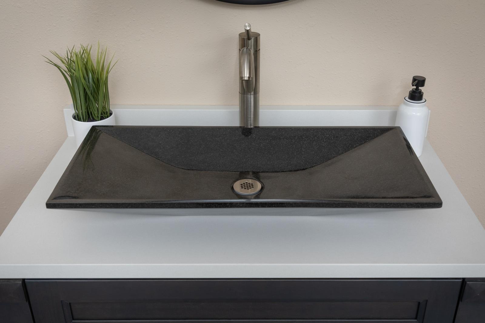 Eden Bath 13'' Black Stone Rectangular Bathroom Sink