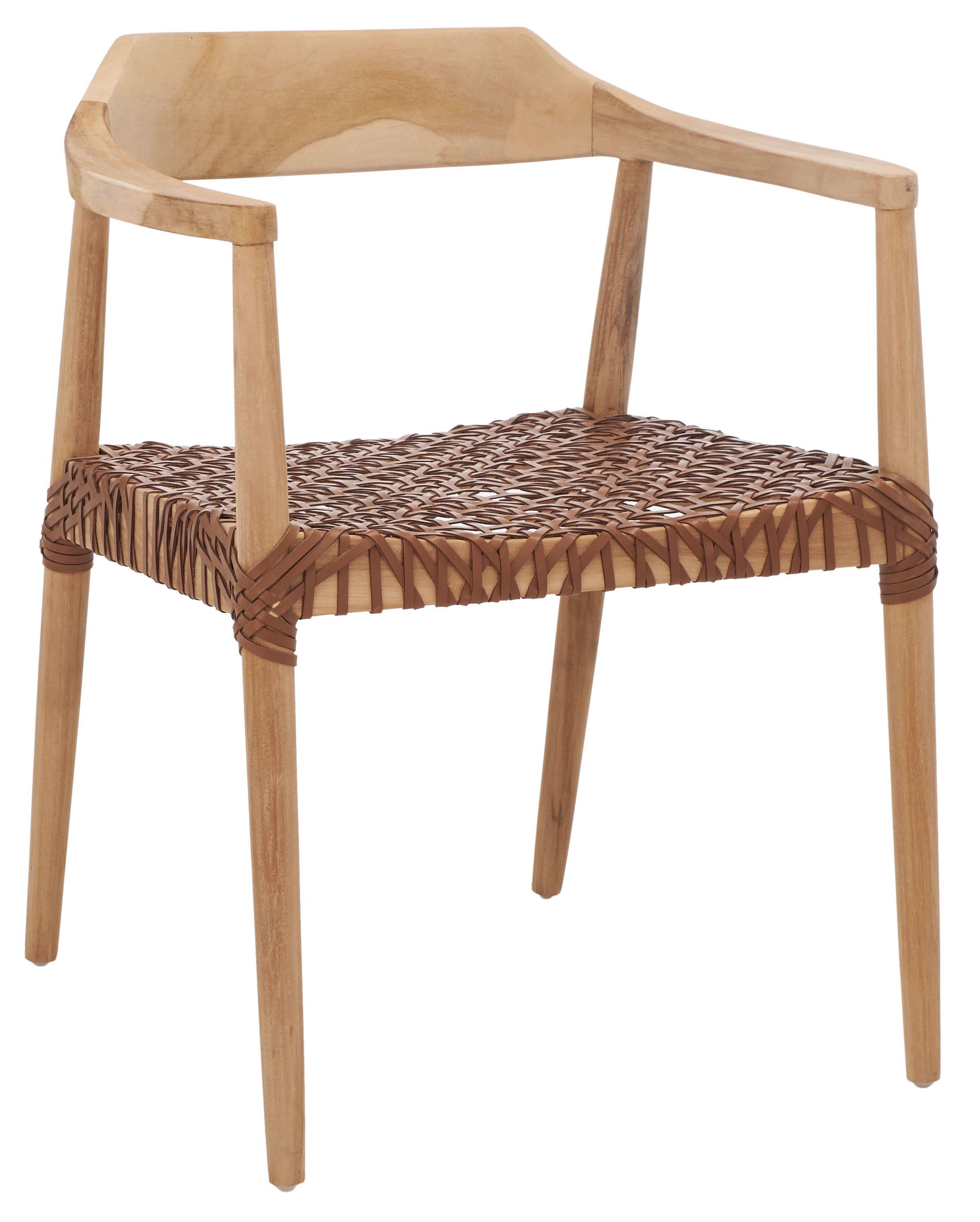 Munro Leather Woven Accent Chair - ACH1005 - Natural/Light Honey - Safavieh