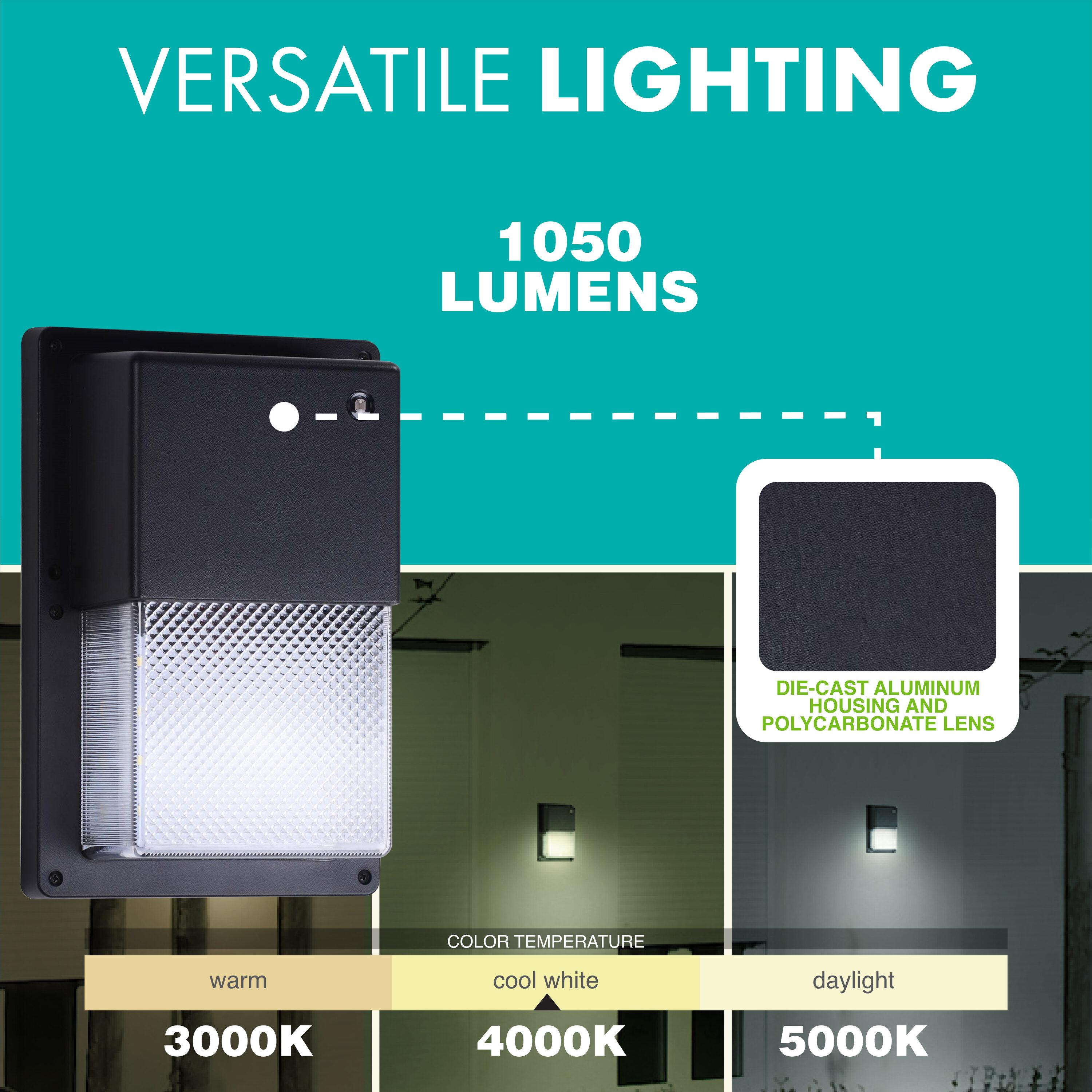 Simply Conserve 100-Watt Equivalent Integrated LED Black Mini Wall Pack Light, 4000K