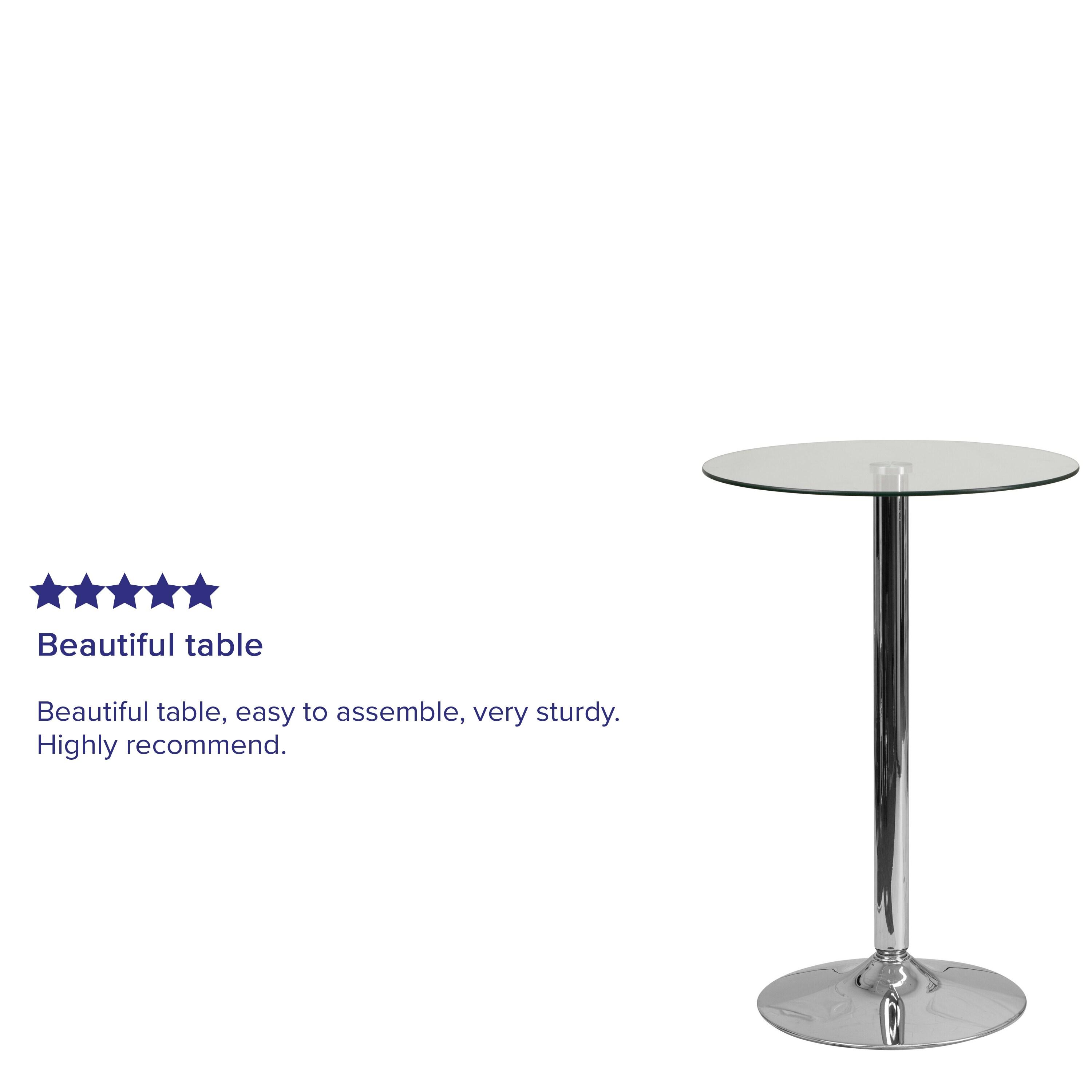 Flash Furniture 23.5'' Round Glass Table with 35.5''H Chrome Base