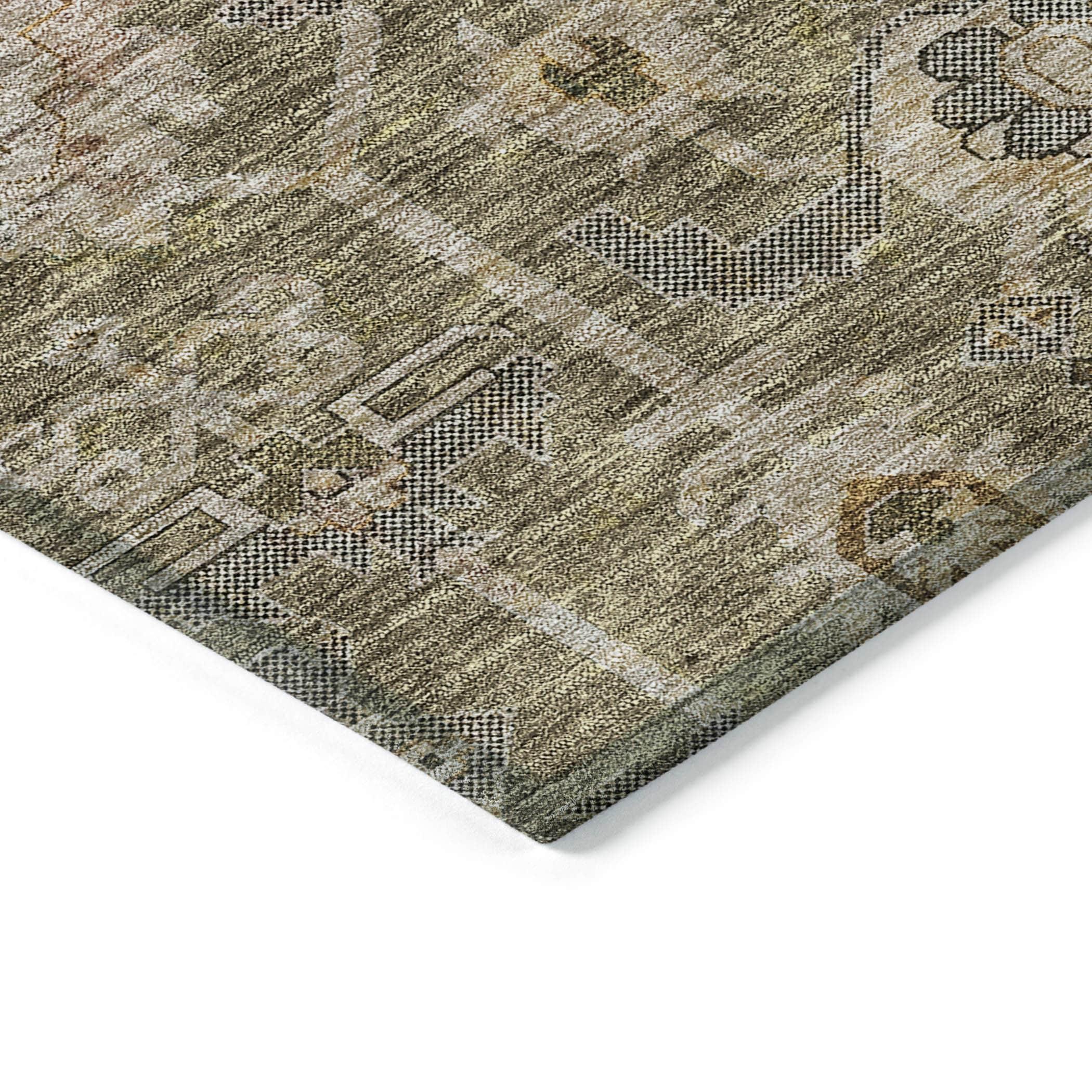 Brown Rectangular Synthetic Flat Woven Washable Area Rug