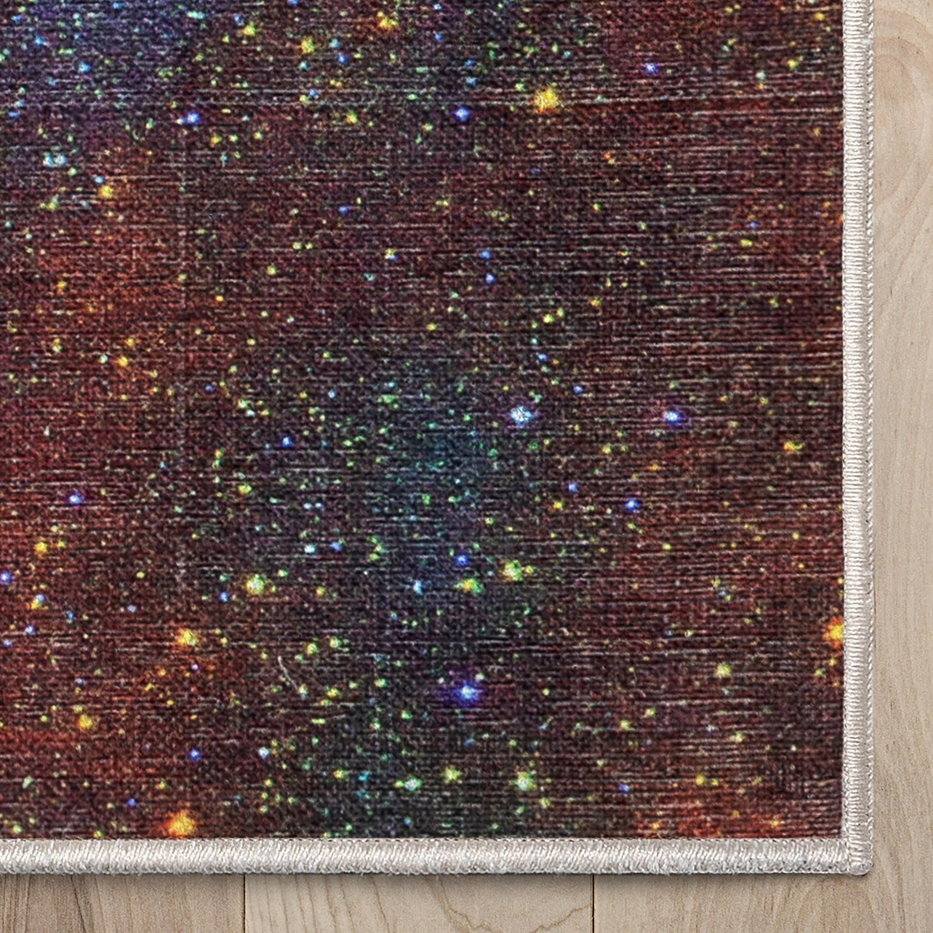 Well Woven Celestial Space Supernova Space Nebula Constellation Multi Color Flat Pile Easy to Clean 5'3" x 7'3" Area Rug for Living Room Dining Room Bedroom and Kitchen