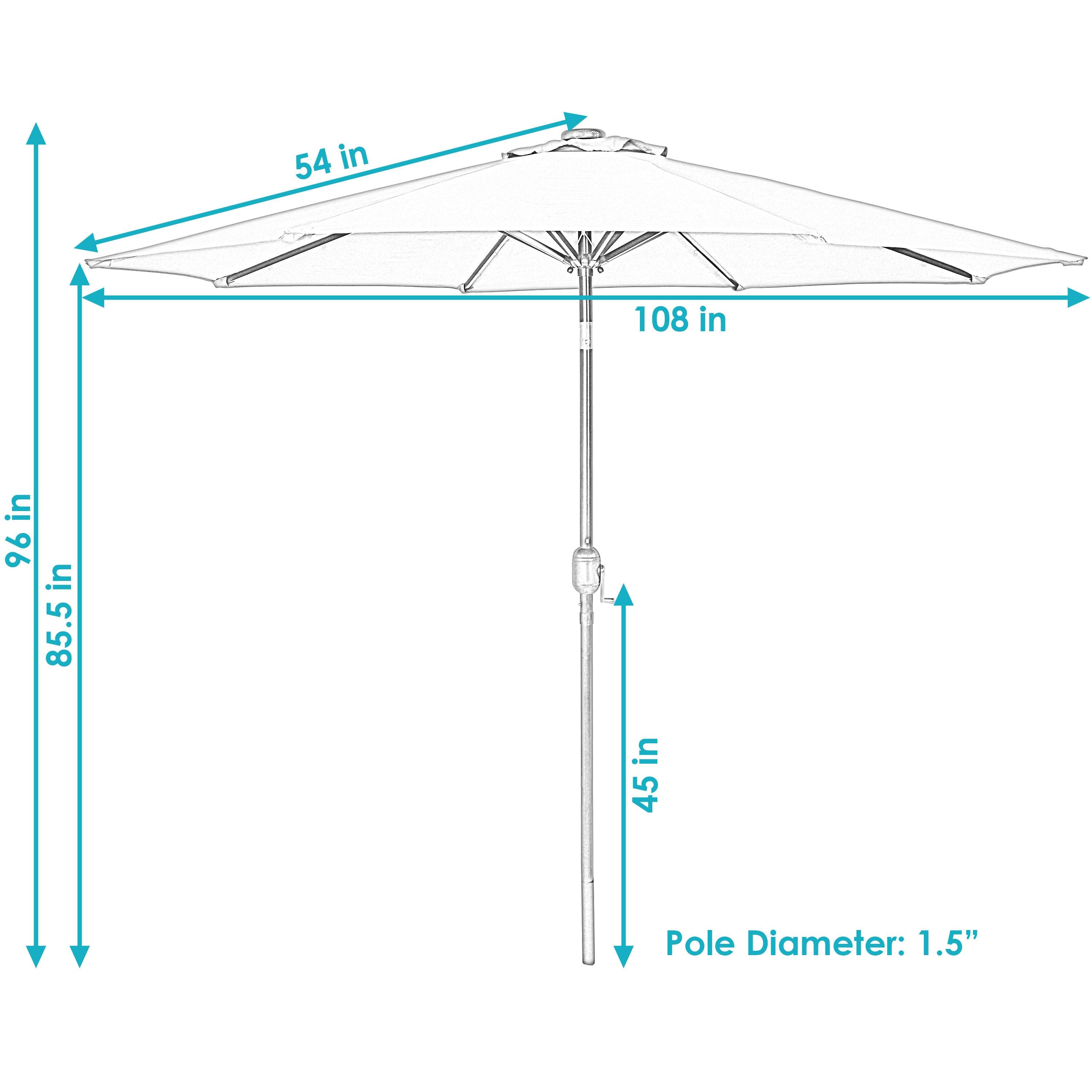 Gray 9-Foot Aluminum Market Patio Umbrella with Solar LED Lights