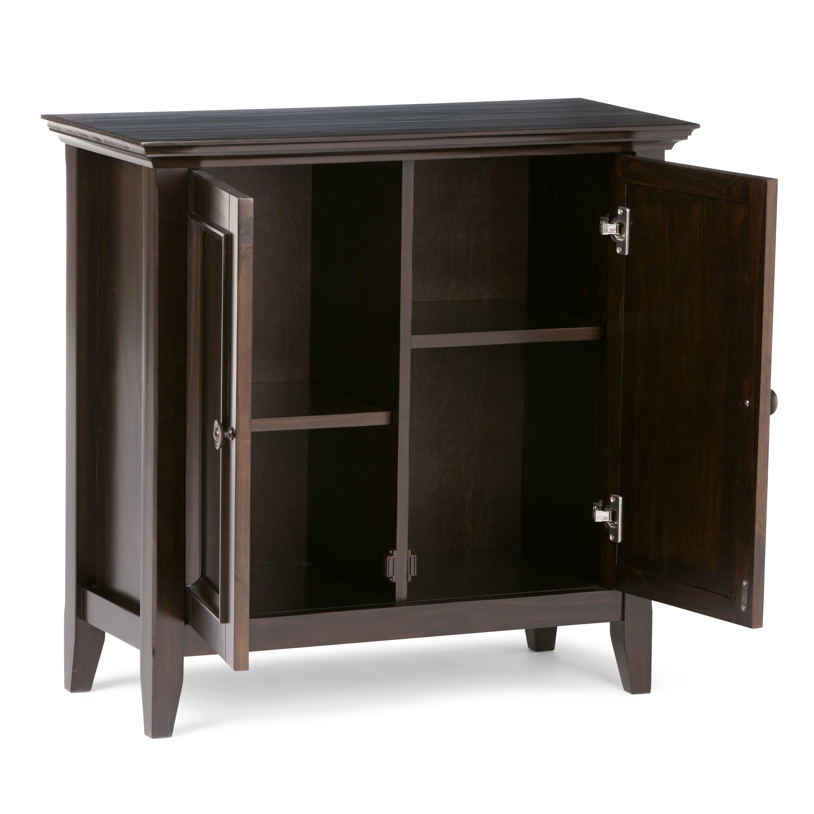 Simpli Home Amherst Solid Wood Low Storage Cabinet in Hickory Brown