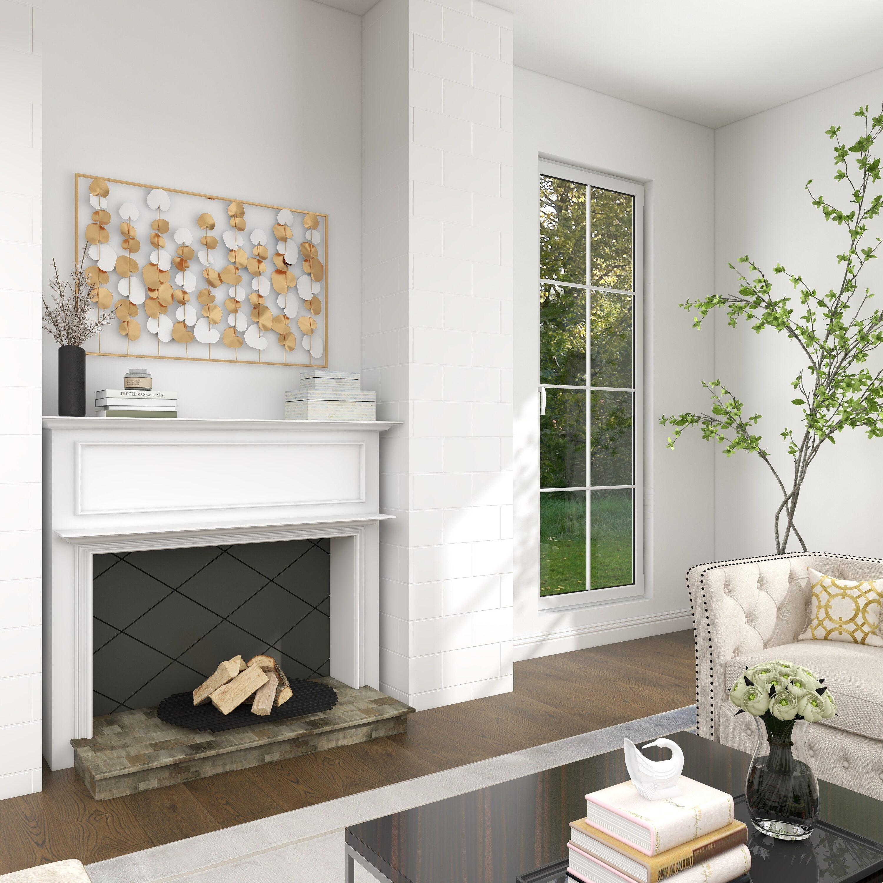 DecMode Gold Metal Floral Wall Decor with White Accents