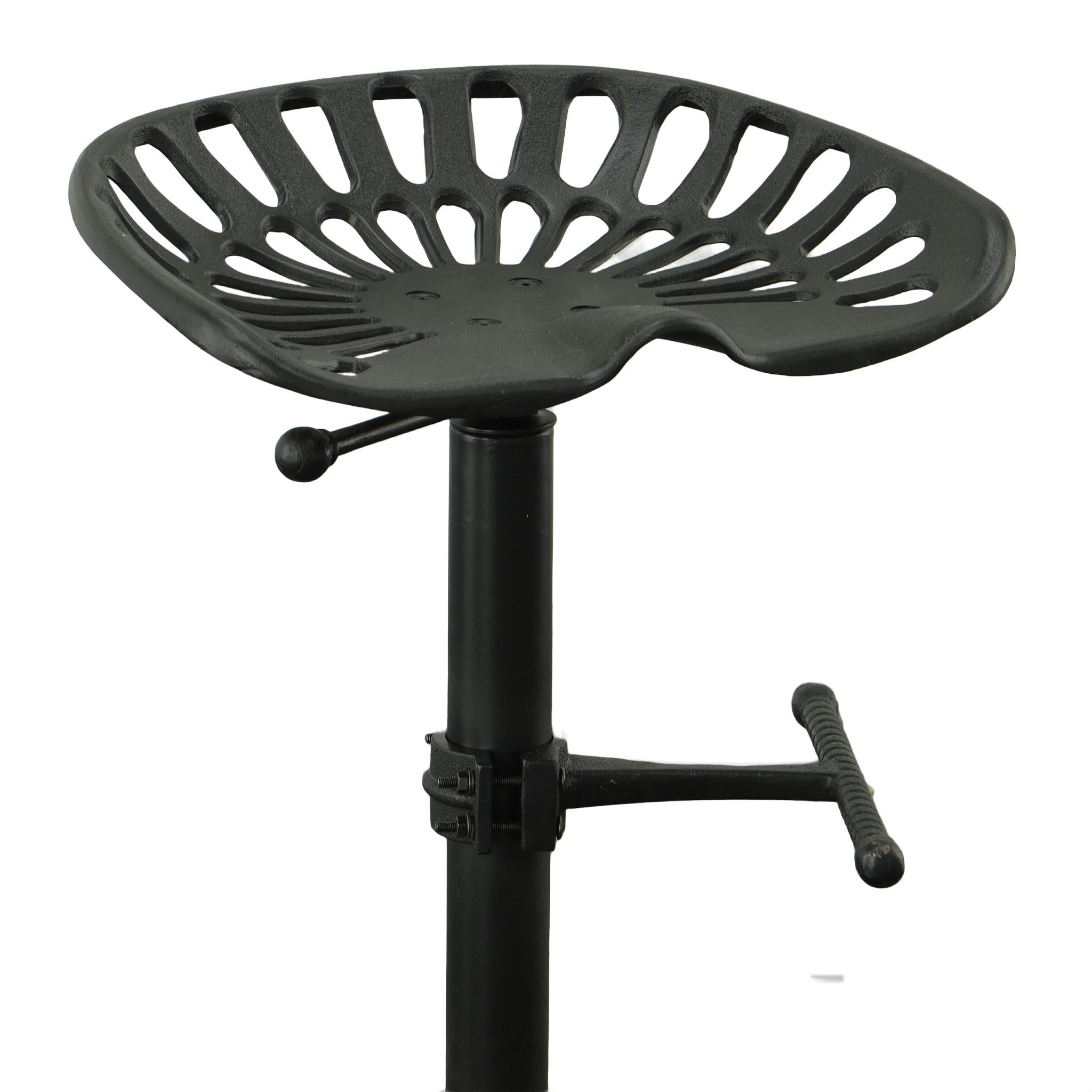 Carolina Living Adjustable Tractor Seat Counter Height Barstool Black: Vintage Style, Iron Base, 22-33" Height