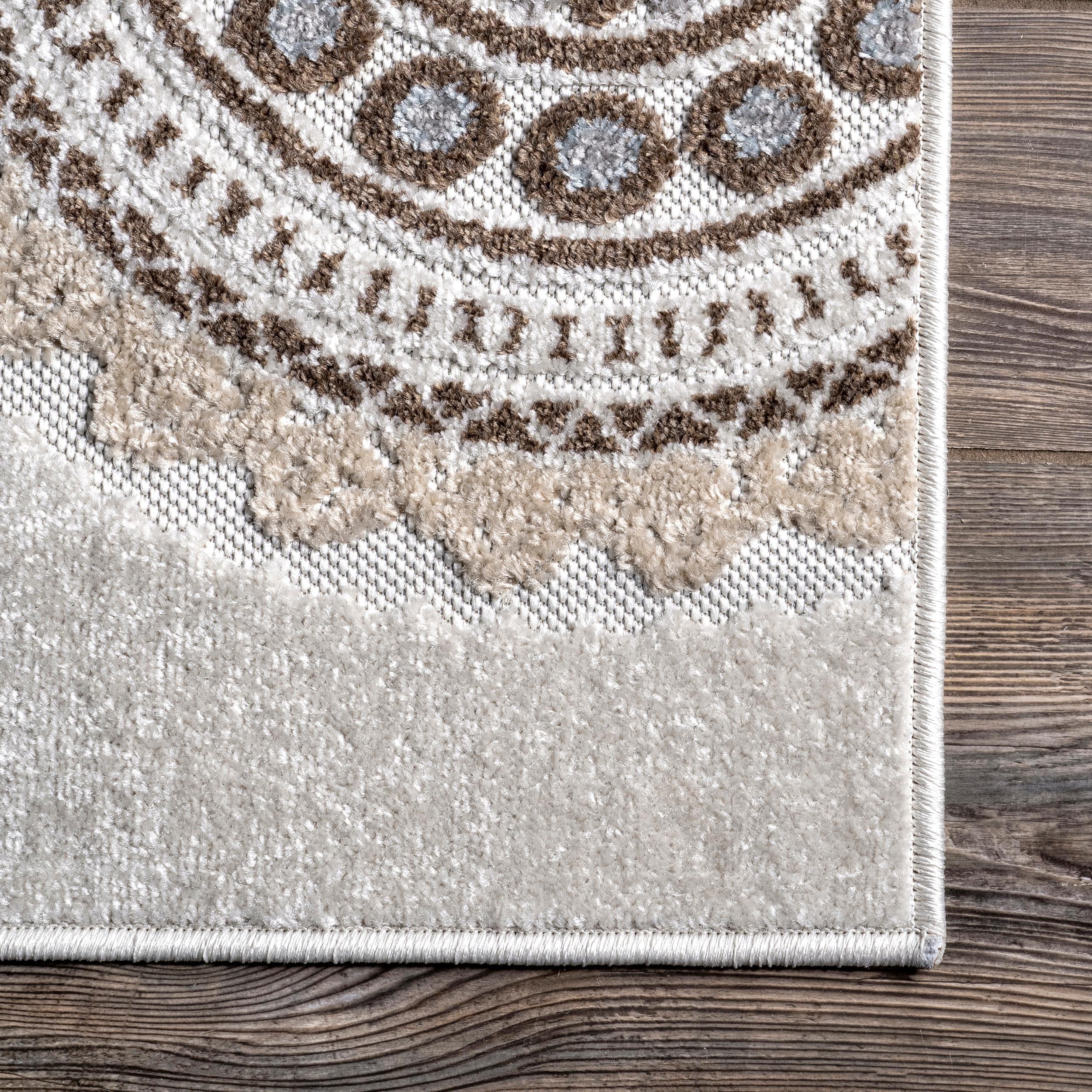 Nuloom Andi Geometric 7x9 Indoor/Outdoor Area Rug for Living Room Patio Deck Front Porch Kitchen, Beige/Brown