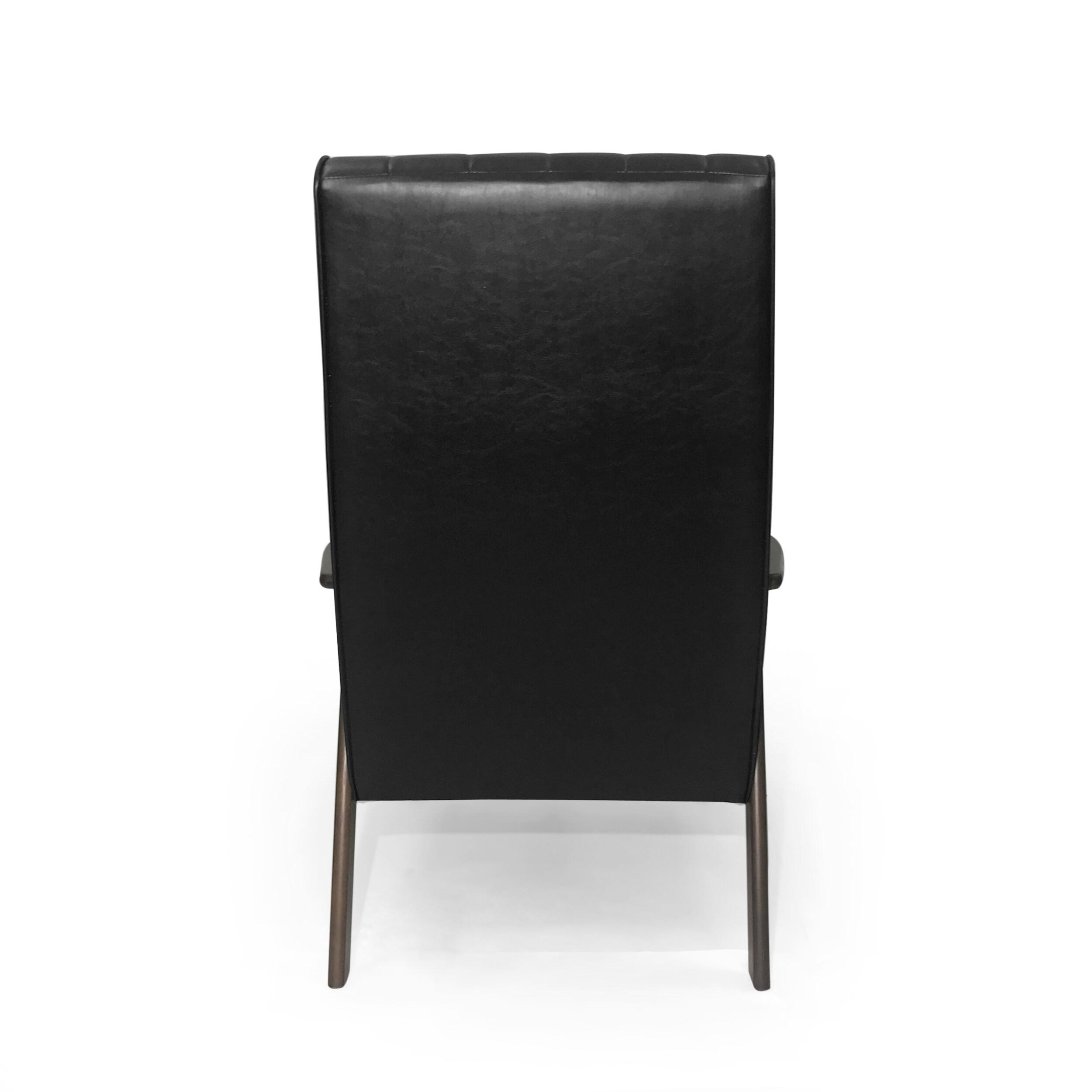 Katharine Mid-Century Modern Accent Chair, Matte Black and Walnut